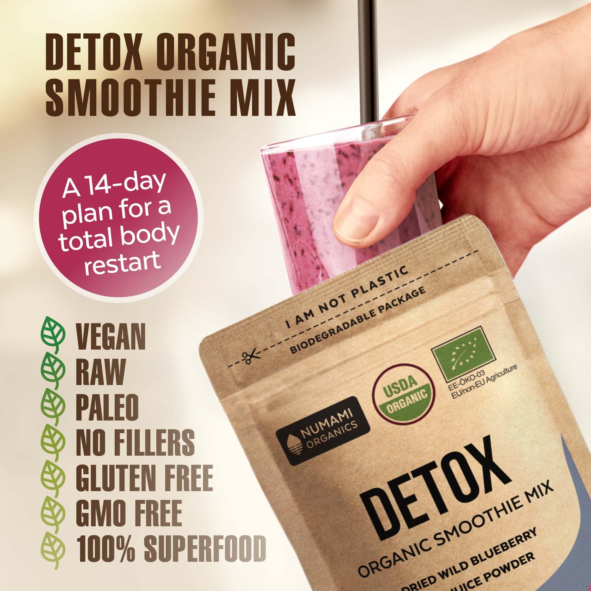 Numami Organic Detox Blueberry Smoothie Powder with Healthy Spirulina, Atlantic Dulse Numami buy supplements canada