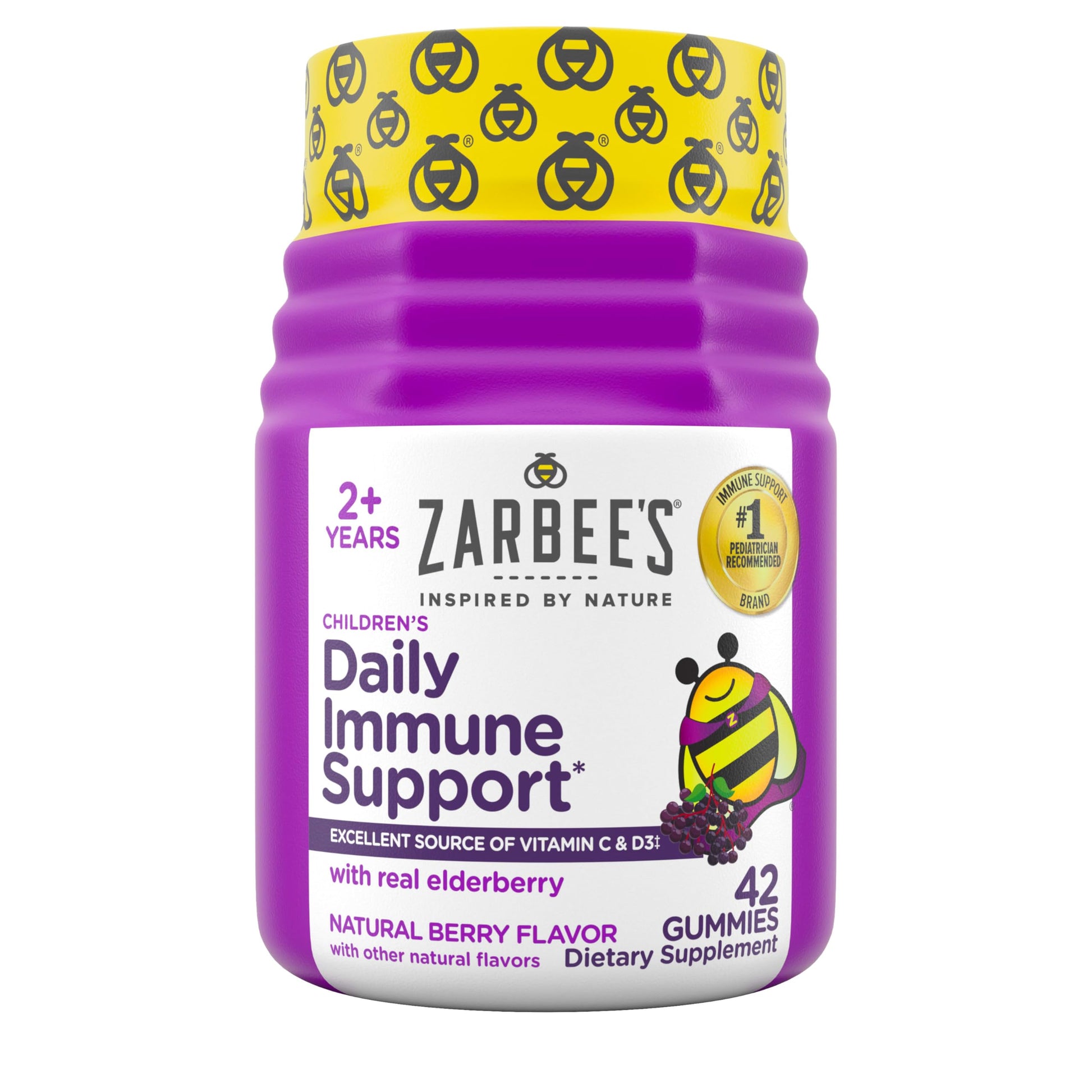 Zarbee’s Kids Elderberry Immune Support Supplement Gummies, Vitamins A C D3 E & Zinc, Elderberry Extract, Gluten & Gelatin Free Zarbee's buy supplements canada