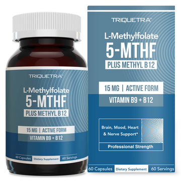L Methyl Folate 15mg Plus Methyl B12 Cofactor – High Potency, Active 5-MTHF Form - Supports Mood, Methylation, Cognition Triquetra Health buy supplements canada