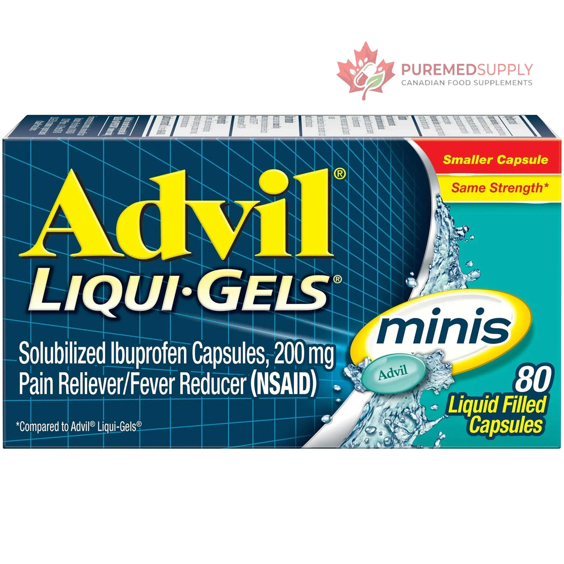 Advil Liqui-Gels Minis Pain Reliever and Fever Reducer, Pain Medicine for Adults with Ibuprofen 200mg for Pain Relief - 80 Liquid Filled Capsules Advil buy supplements canada