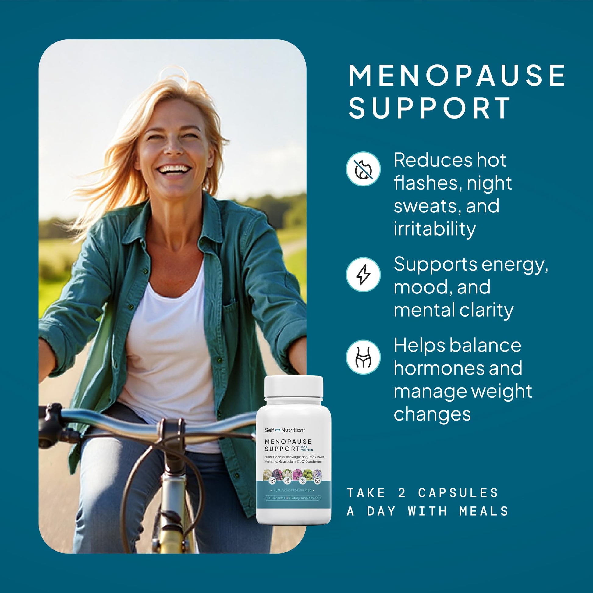 SELF NUTRITION Menopause Support for Women -All-Natural, Hormone-Free Perimenopause & Menopause Support. Unique Blend for Hot Flashes, Mood, Energy, Sleep & More. Vegan, Gluten-Free, 60 Capsules. SELF NUTRITION buy supplements canada
