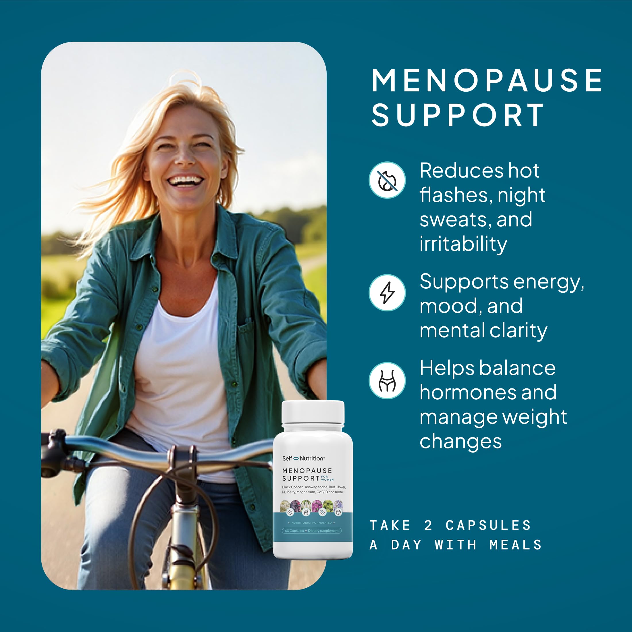 SELF NUTRITION Menopause Support for Women -All-Natural, Hormone-Free Perimenopause & Menopause Support. Unique Blend for Hot Flashes, Mood, Energy, Sleep & More. Vegan, Gluten-Free, 60 Capsules. SELF NUTRITION buy supplements canada