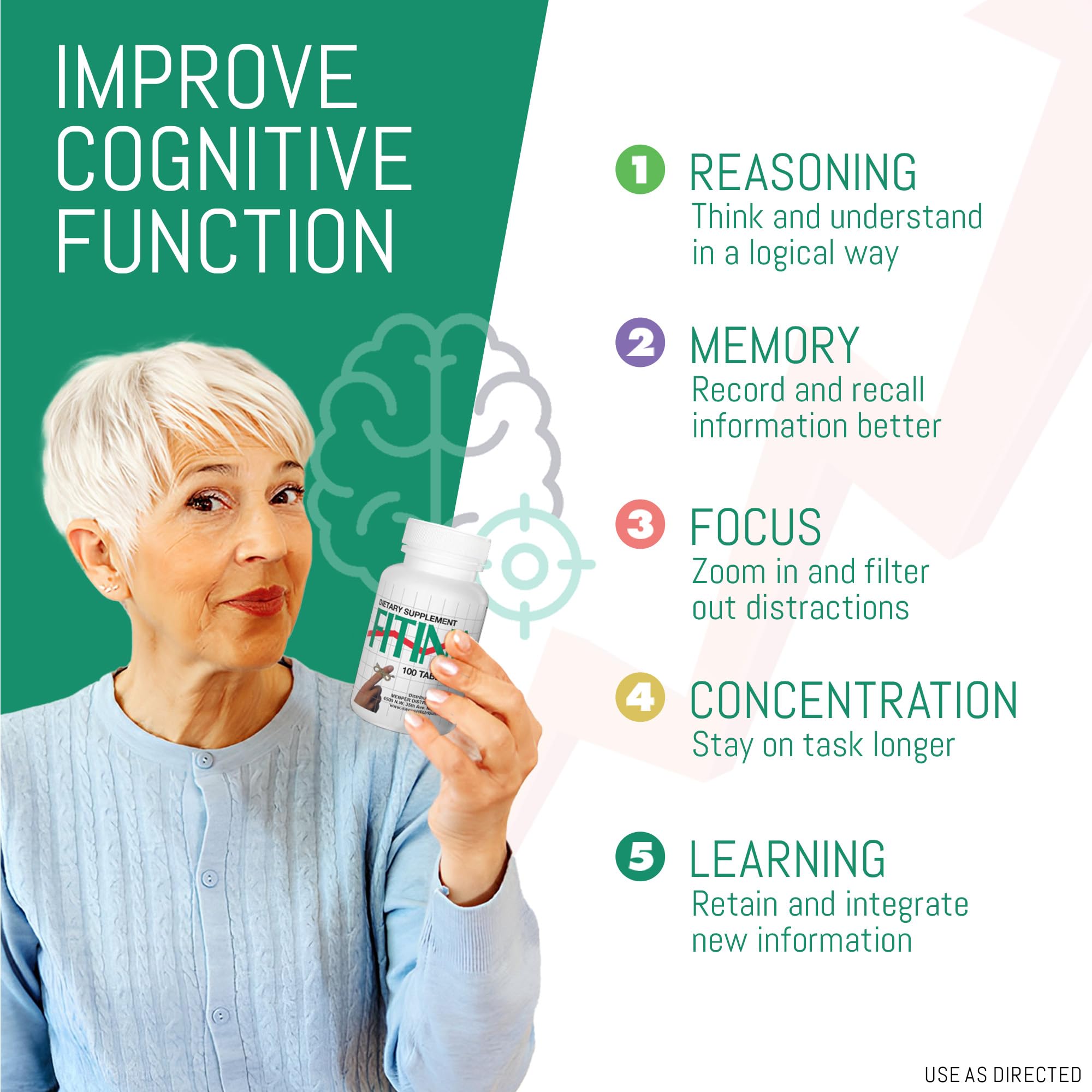 FITINA Brain Supplement with Vitamin B6 & Thiamine for Memory, Focus and Cognitive Support | High-Dose B Vitamins for Nervous System Brain Health, Daily Formula for Adults, 60 Tablets (1-Pack) Fitina buy supplements canada