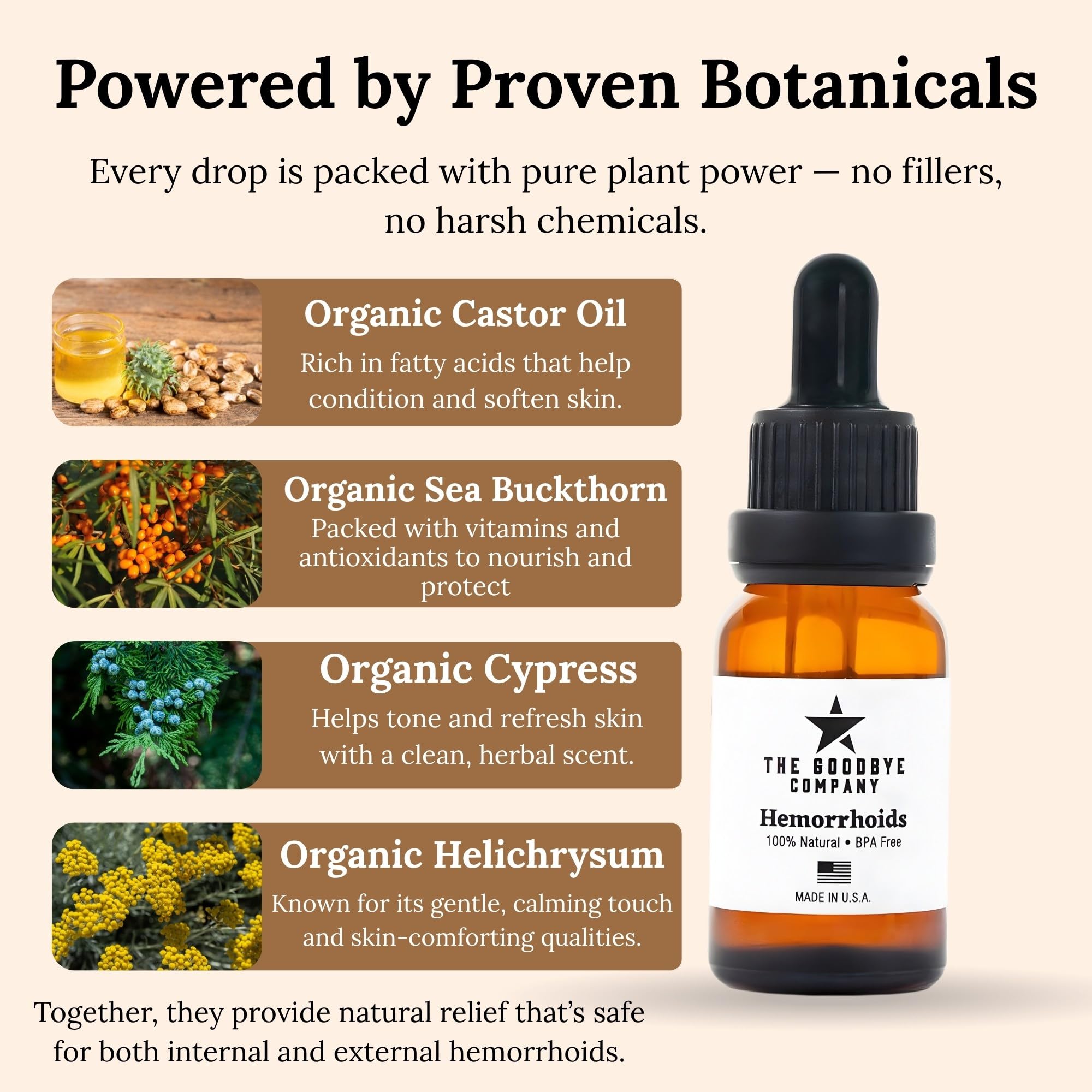 The Goodbye Company Organic Hemorrhoid Relief Serum - Natural Witch Hazel Treatment for Pain, Itch & Swelling - Internal External Soothing Formula - Vegan, USA Made, 15mL The Goodbye Company buy supplements canada