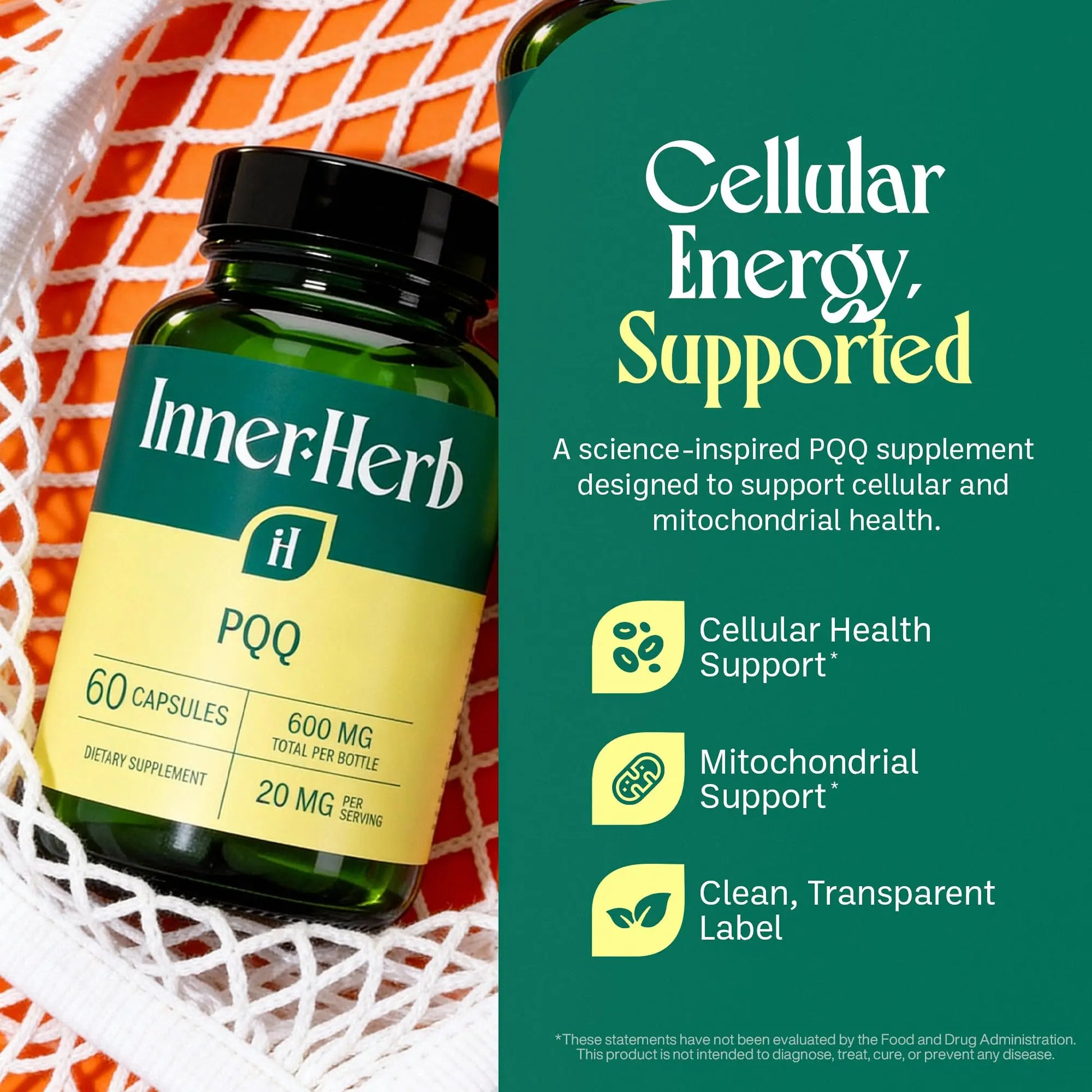 InnerHerb Pyrroloquinoline Quinone PQQ Daily Capsule - Supplement for Adults (60 Capsules, 30 Servings) (20mg Per Serving) InnerHerb buy supplements canada