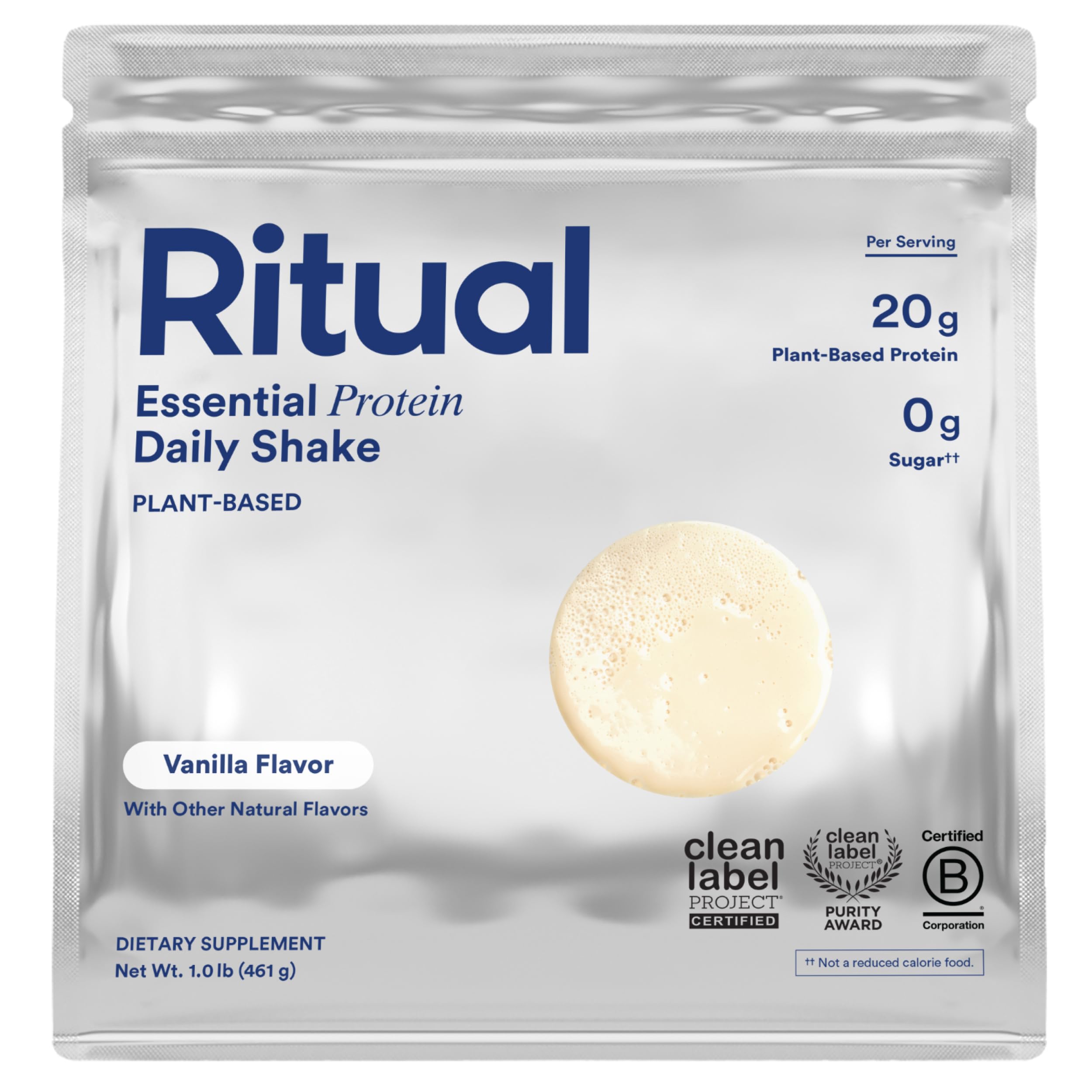 Ritual Pea Protein Powder with BCAA: 20g Organic Vegan Plant-Based Protein from Regenerative Farms in North America, Complete Amino Acid Profile, Gluten Free, Sugar Free‡, Dairy Free, Vanilla, 1 Lbs Ritual buy supplements canada