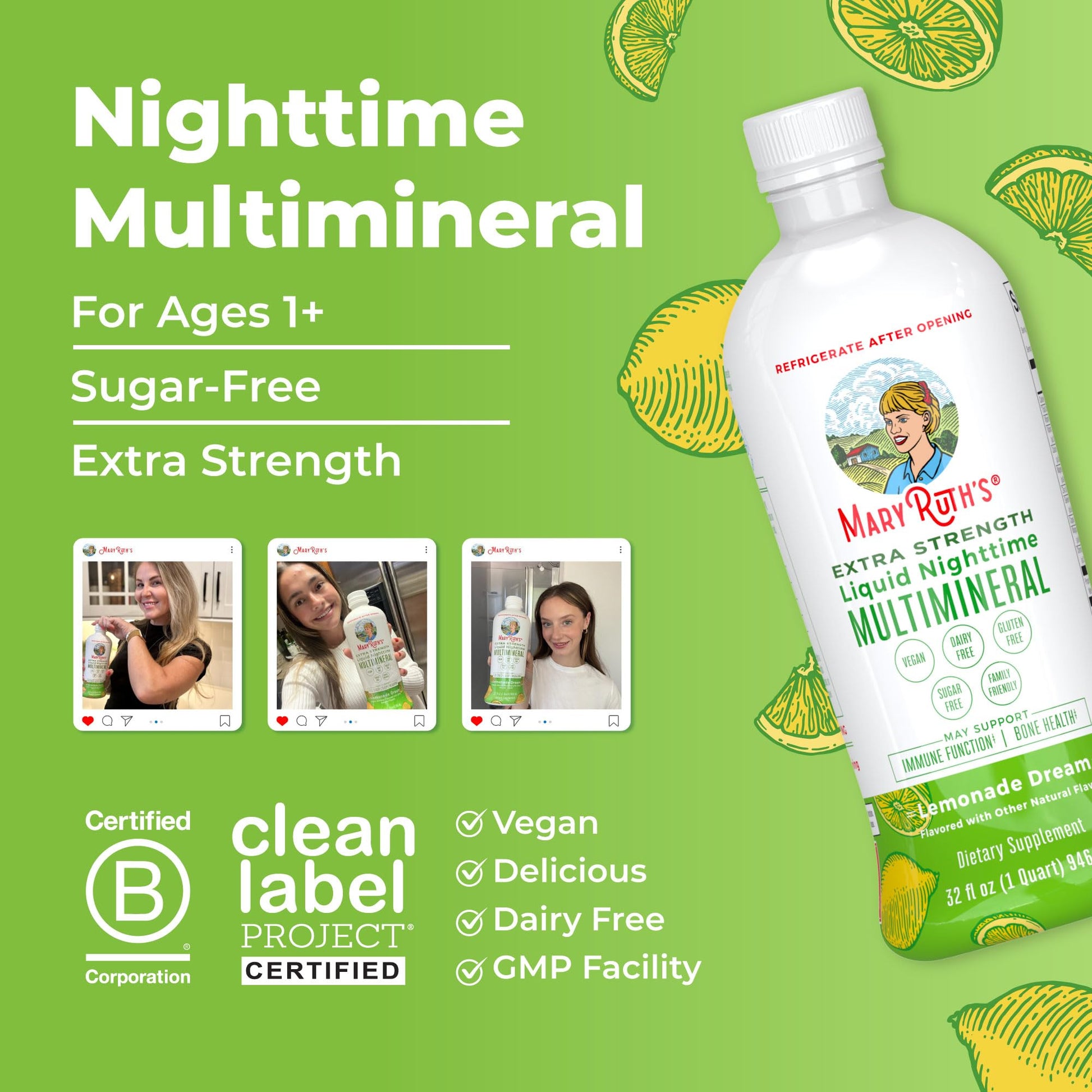 MaryRuth Organics Extra Strength Nighttime Liquid Multimineral | Sugar Free | Calm Magnesium Citrate | NO Melatonin | Calcium Magnesium Zinc | Muscle Relaxation | Lemonade Flavor | Vegan | 32 Serving MARYRUTH'S buy supplements canada