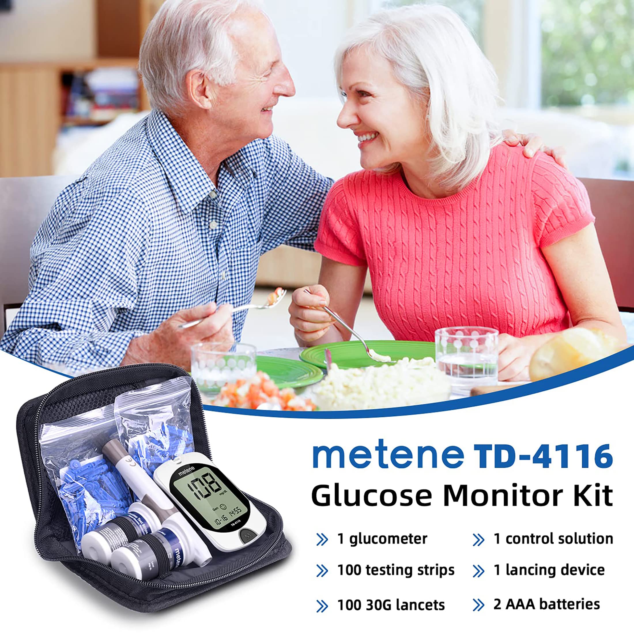 Metene TD-4116 Blood Glucose Monitor Kit, 100 Glucometer Strips Metene buy supplements canada