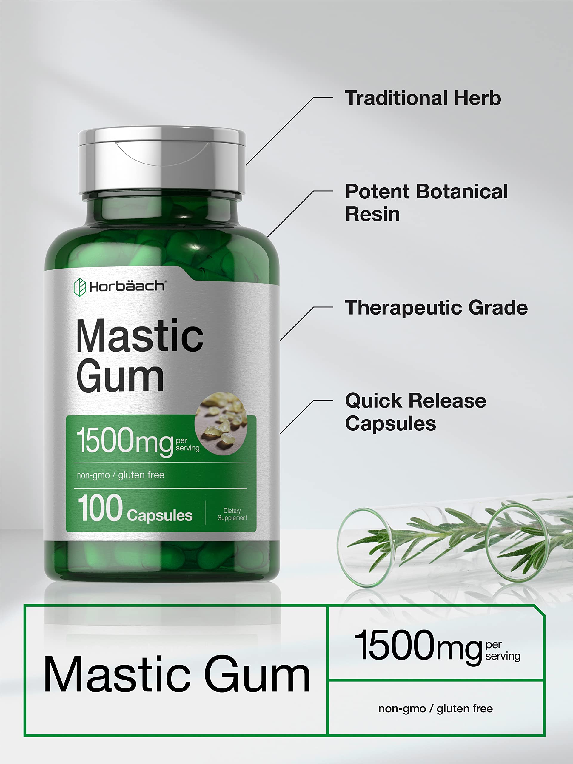 Mastic Gum Capsules 1500mg 100 Count | Non-GMO & Gluten Free | by Horbaach Horbäach buy supplements canada