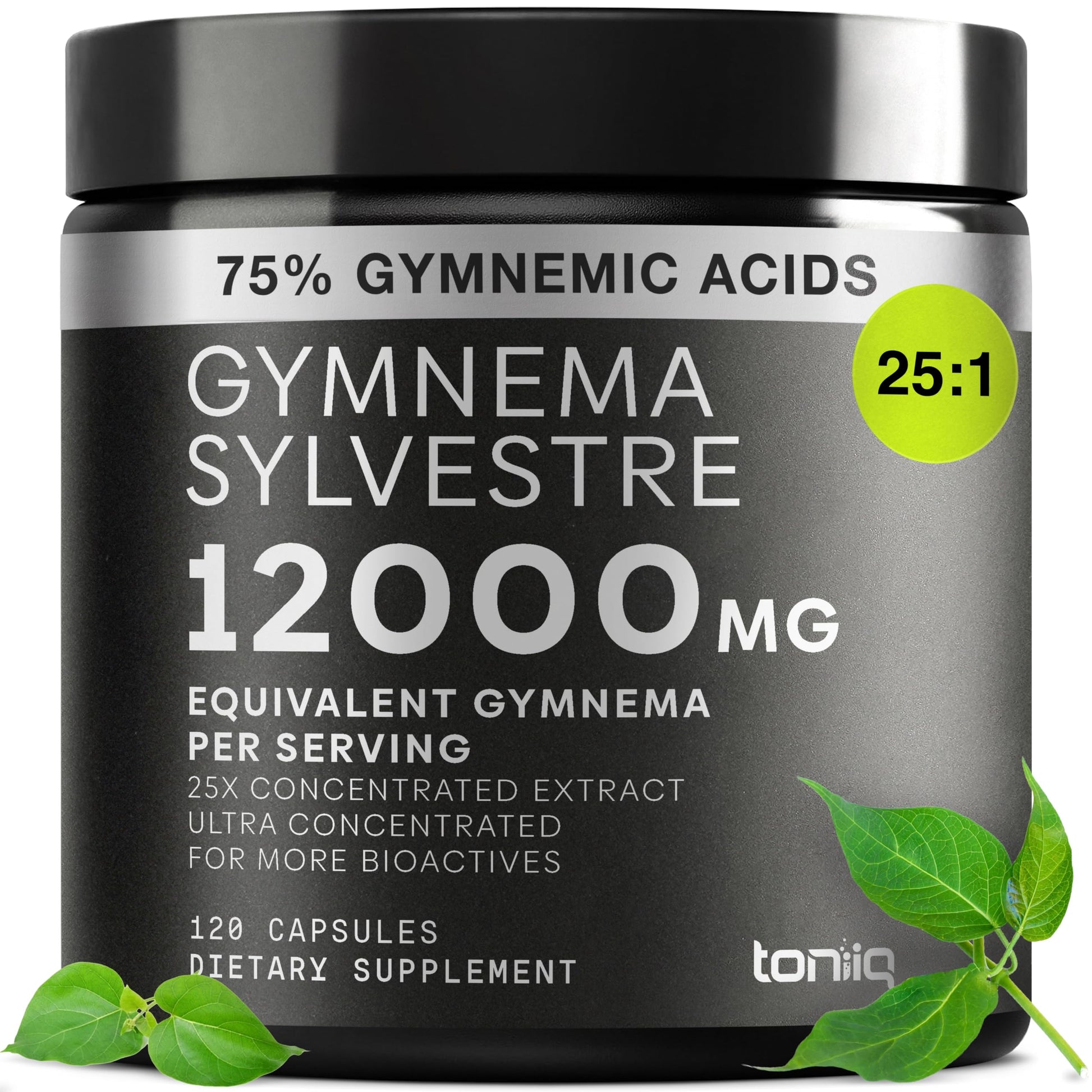 Toniiq Gymnema Sylvestre – Ultra High Potency 25:1 Extract Standardized to 75% Gymnemic Acids – 500mg Clinical Dose – Triple-Tested Purity – 120 Vegan Capsules Toniiq buy supplements canada