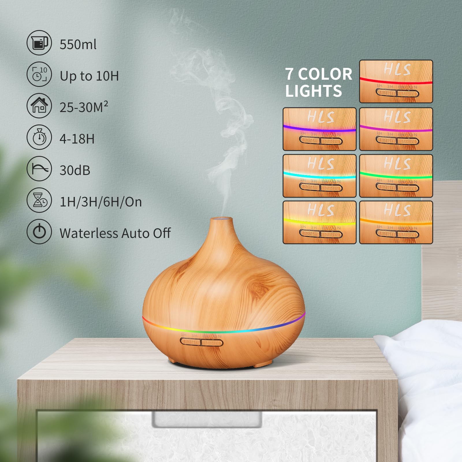 HLS 550ml Aroma Diffusers for Essential Oils Large Room with 10 Essential Oils,Ultrasonic Aromatherapy HLS buy supplements canada
