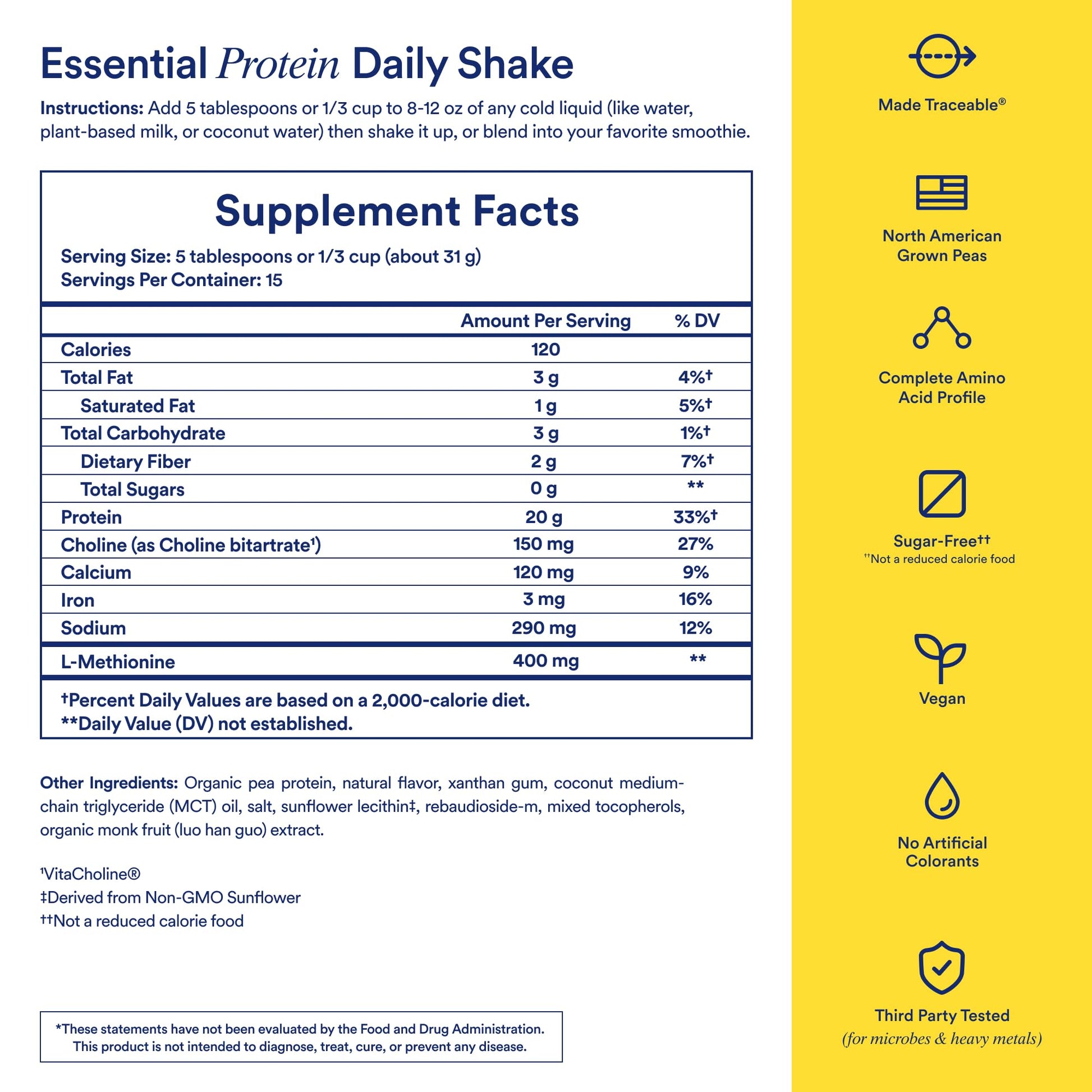 Ritual Pea Protein Powder with BCAA: 20g Organic Vegan Plant-Based Protein from Regenerative Farms in North America, Complete Amino Acid Profile, Gluten Free, Sugar Free‡, Dairy Free, Vanilla, 1 Lbs Ritual buy supplements canada
