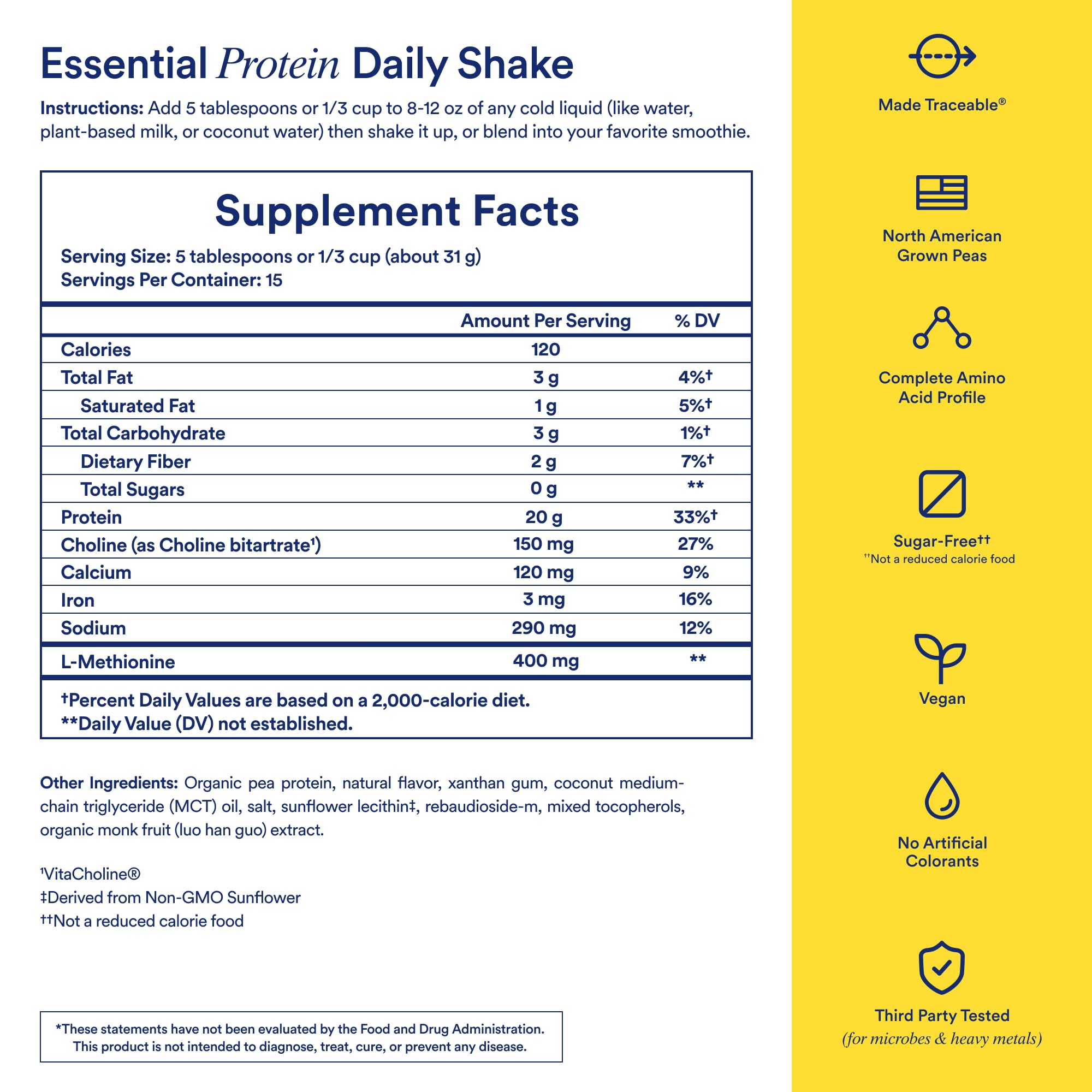 Ritual Pea Protein Powder with BCAA: 20g Organic Vegan Plant-Based Protein from Regenerative Farms in North America, Complete Amino Acid Profile, Gluten Free, Sugar Free‡, Dairy Free, Vanilla, 1 Lbs Ritual buy supplements canada