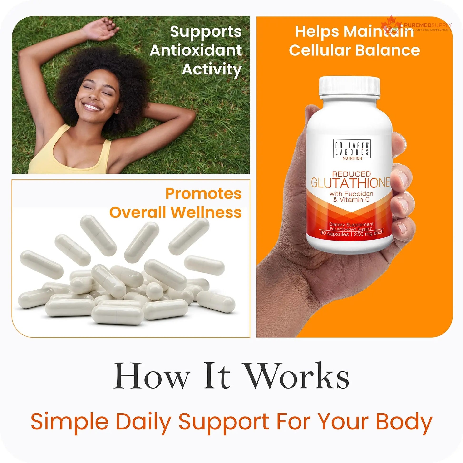 Advanced Glutathione Complex 500mg – with Fucoidan & Vitamin C – Antioxidant Support for Skin Glow, Detox & Immune Health – Non-GMO, Made in USA (60 Capsules) Collagen Laborés buy supplements canada