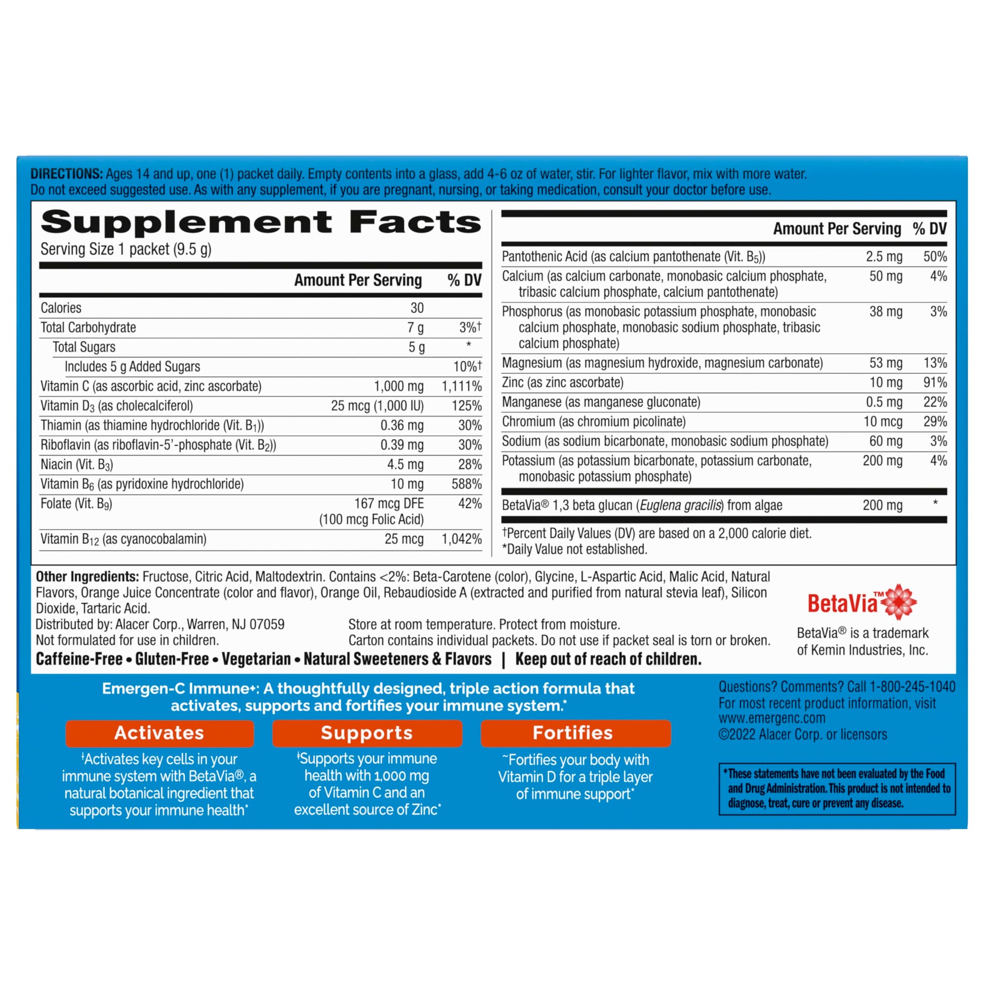 Emergen-C Immune+ Triple Action Immune Support Powder, BetaVia (R), 1000mg Vitamin C, B Vitamins, Vitamin D and Antioxidants Emergen-C buy supplements canada