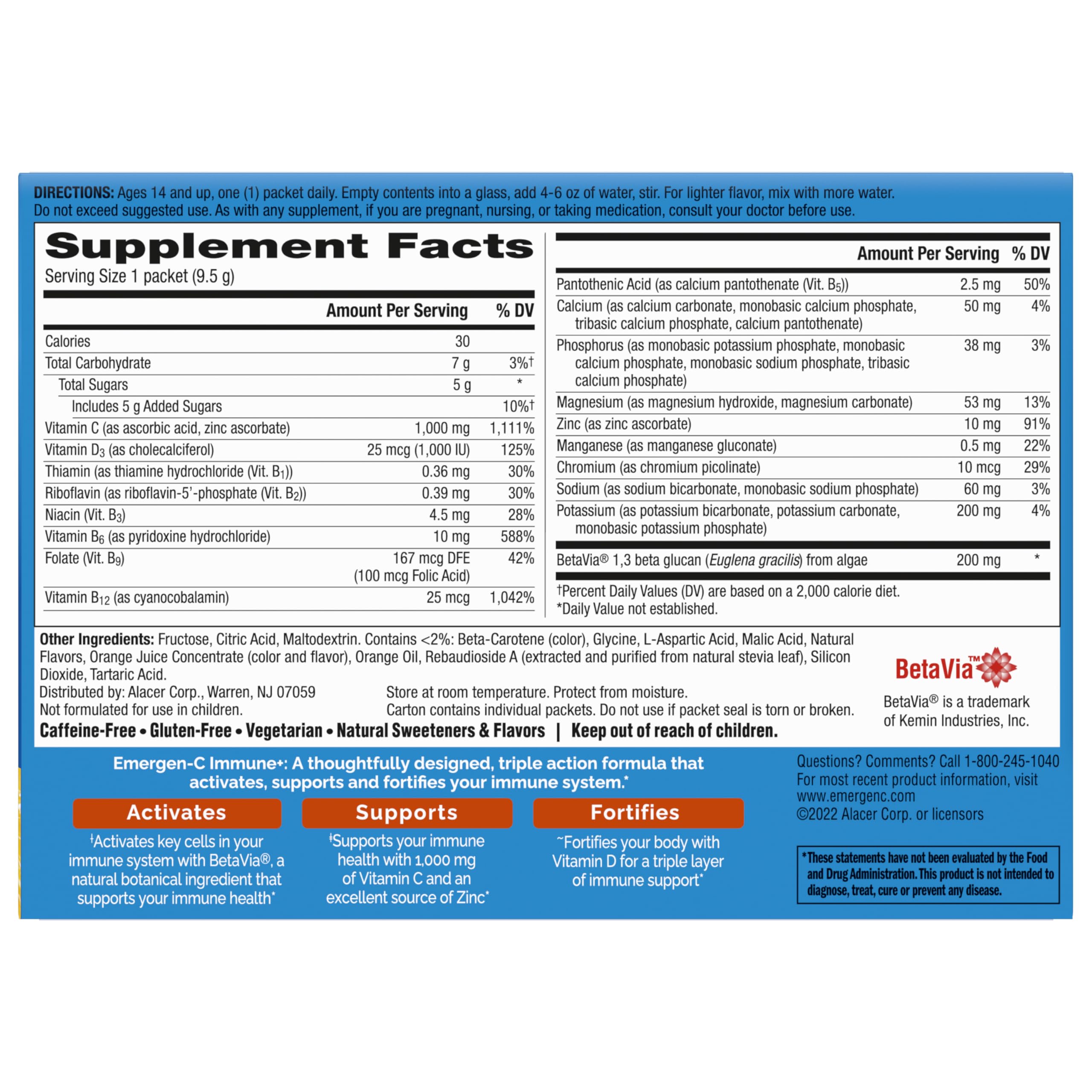 Emergen-C Immune+ Triple Action Immune Support Powder, BetaVia (R), 1000mg Vitamin C, B Vitamins, Vitamin D and Antioxidants Emergen-C buy supplements canada