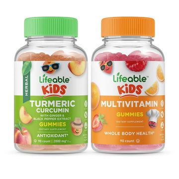 Lifeable Turmeric Curcumin Kids + Multivitamin Kids, Gummies Bundle - Great Tasting, Vitamin Supplement Lifeable buy supplements canada