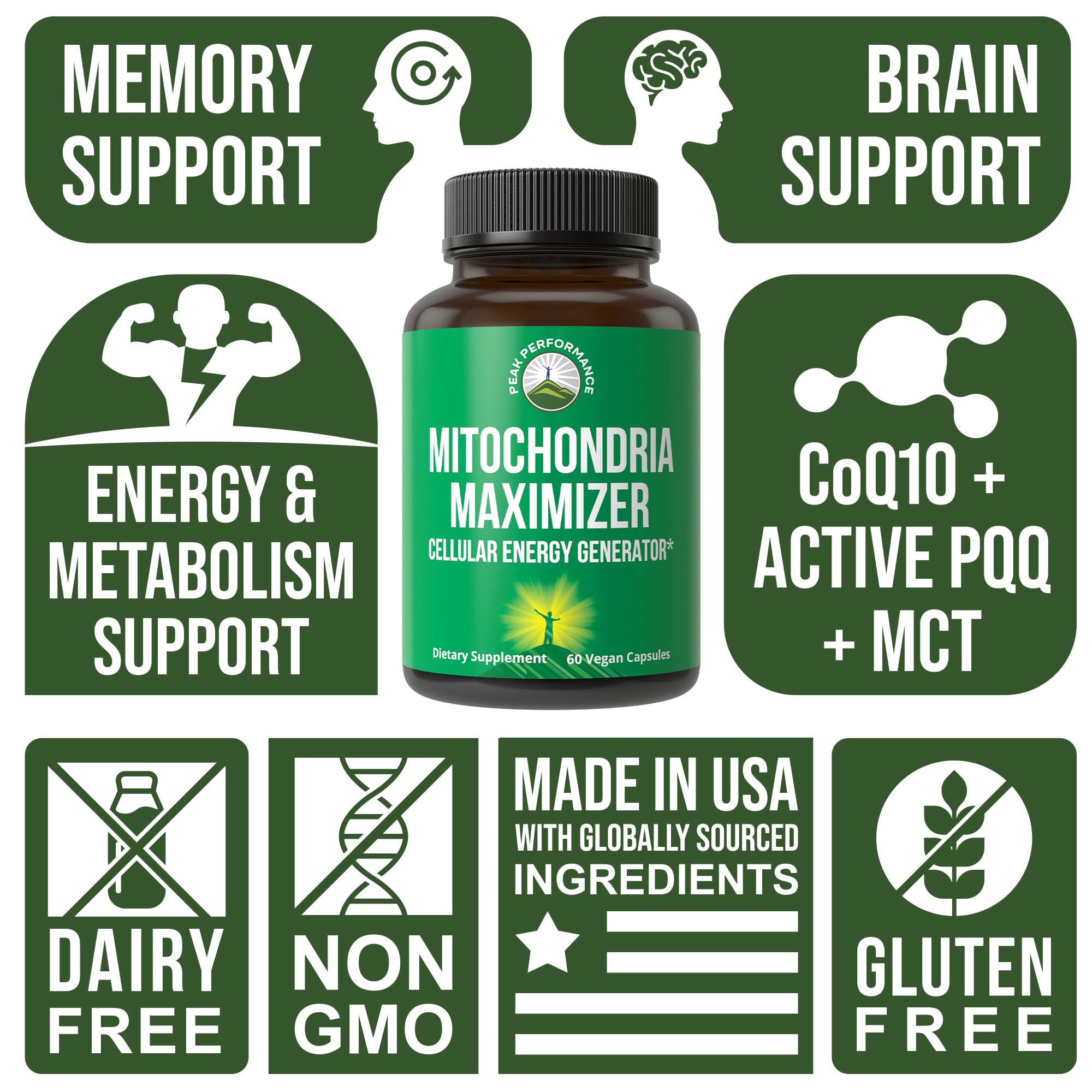 Peak Performance Mitochondria Maximizer with CoQ10 and Active PQQ. Best Mitochondrial Support Supplement with MCT Oil. Natural Cellular Generator for Clean, Energy Support. 60 Vegetarian Capsules Peak Performance buy supplements canada