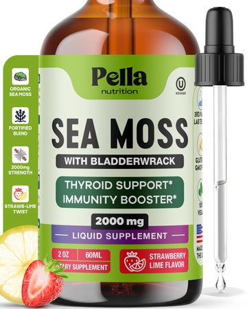 Pella Nutrition Sea Moss Drops with Bladderwrack – 4X Faster Absorption Than Irish Sea Moss Gel Superfood, Gummies, and Capsules – Digestive & Immune Support Supplement (Strawberry Lime, 60mL) Pella Nutrition buy supplements canada