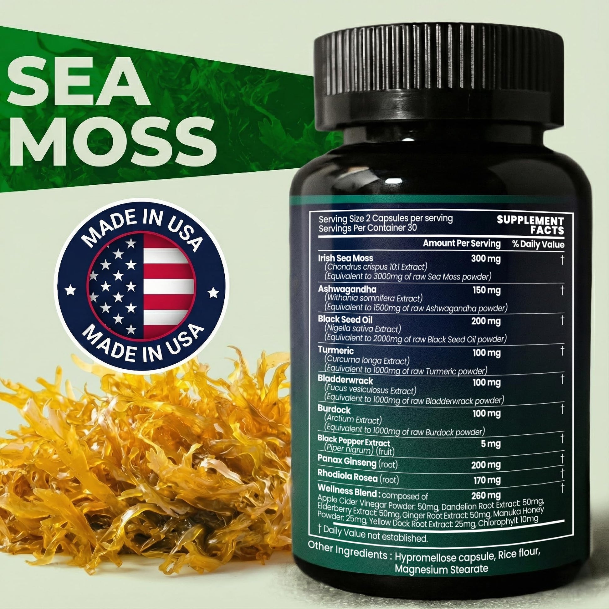 Sea Moss Black Seed Oil Ashwagandha Ginger - Advanced Irish Sea Moss Capsules All in One Supplement with Seamoss Black Seed Oil Ashwagandha Burdock Root Bladderwrack - Pills for Energy, Immune, Gut Opti Health buy supplements canada