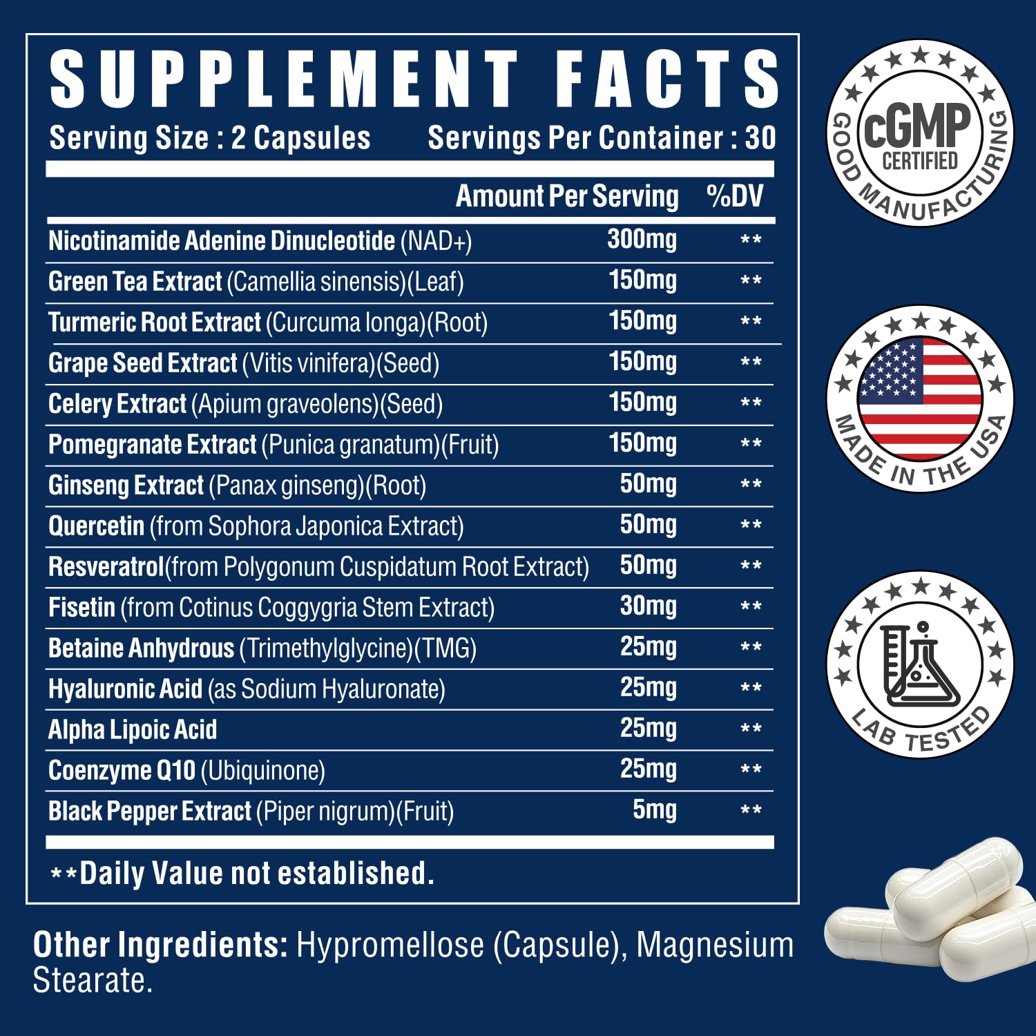 NAD+ Supplement-NMN Upgrade Alternative,NAD Resveratrol Supplement 15-in-1 CoQ10 for Man & Women–Third-Party Tested(Made & Tested in USA).Supports Cellular Energy,Healthy Aging-Non-GMO - 60 Capsules NUTRI POTENTIA buy supplements canada