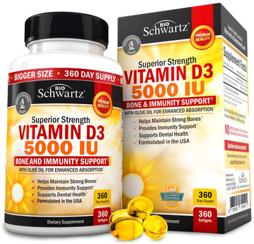 Vitamin D3 5000 IU (125 mcg) Natural Immune Support Supplement, Bone Strength BioSchwartz buy supplements canada