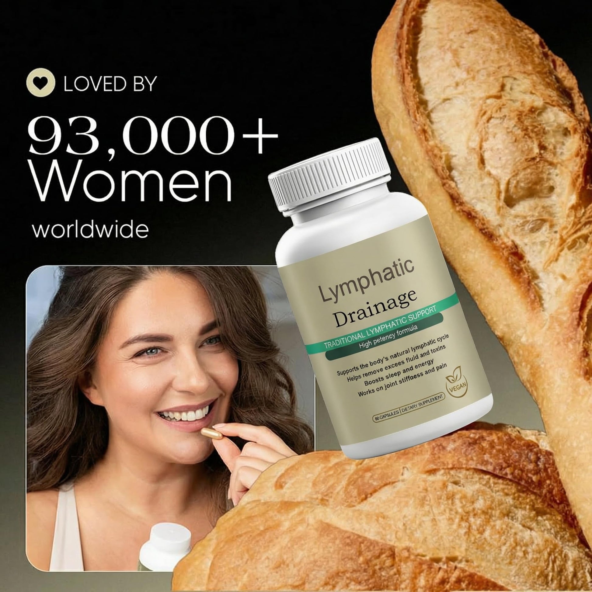 Megacephalus Lymphatic Drainage Capsules - New Maximum Potency Formula with Dandelion Extract, Cleavers Extract, Natural Ingredients, Vegan & Non-GMO, 60 Capsules (1) Megacephalus buy supplements canada