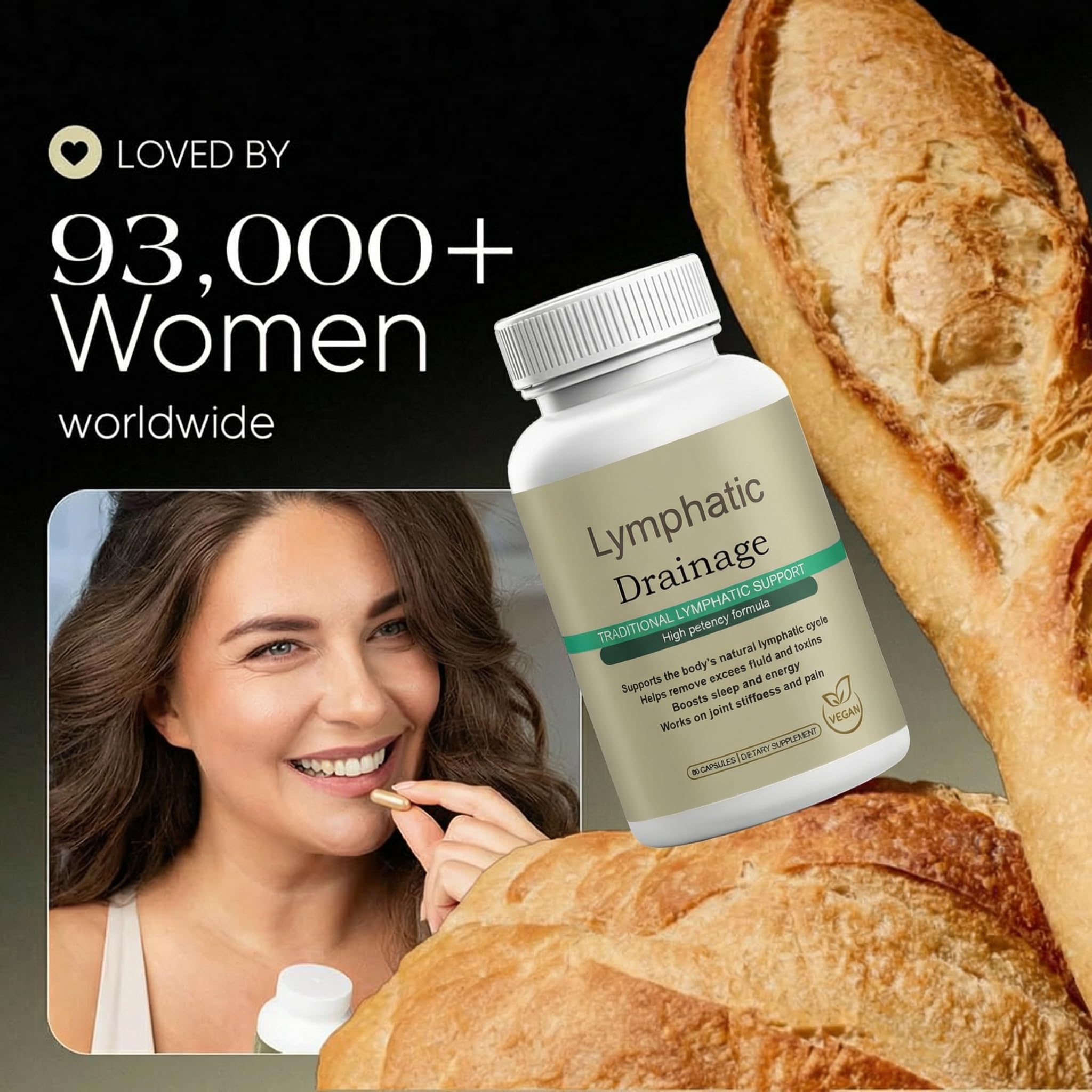 Megacephalus Lymphatic Drainage Capsules - New Maximum Potency Formula with Dandelion Extract, Cleavers Extract, Natural Ingredients, Vegan & Non-GMO, 60 Capsules (1) Megacephalus buy supplements canada