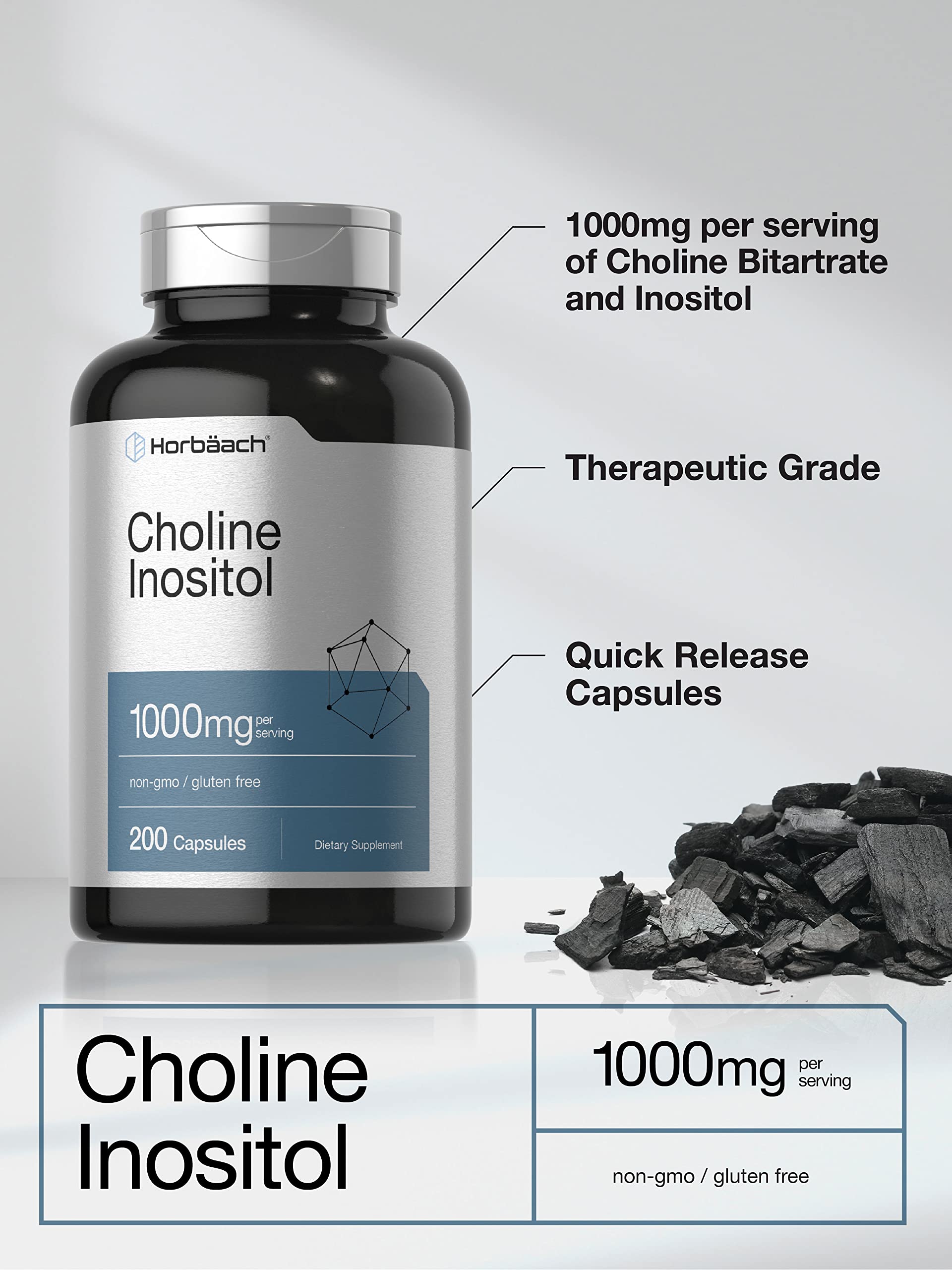 Choline Inositol 1000mg Supplement | 200 Capsules | Non-GMO, Gluten Free | by Horbaach Horbäach buy supplements canada