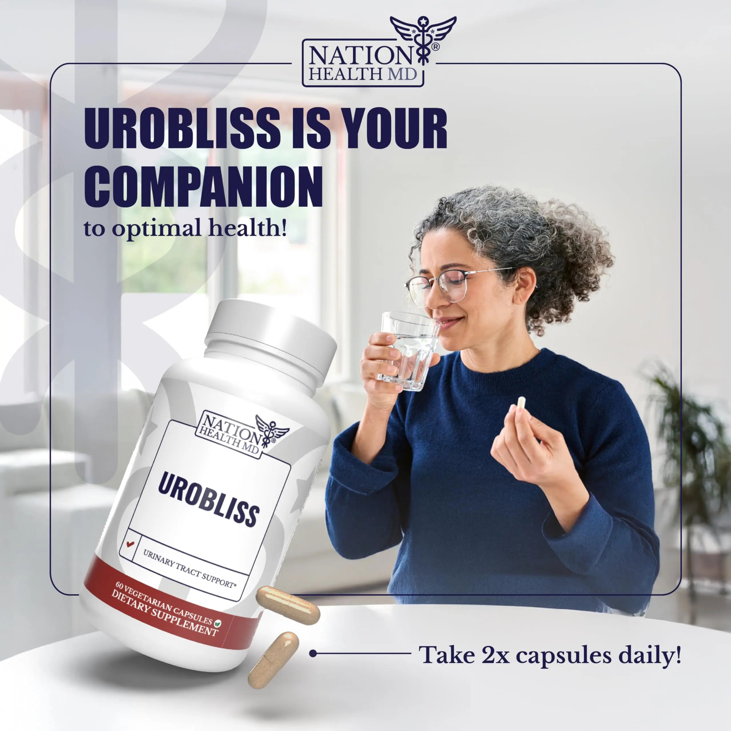 NATION HEALTH MD UroBliss Formula for Urinary Tract Support - D Mannose 1000mg Capsules with Cranberry Extract for Feminine Care and UTI-Health, 60 Capsules NATION HEALTH MD buy supplements canada