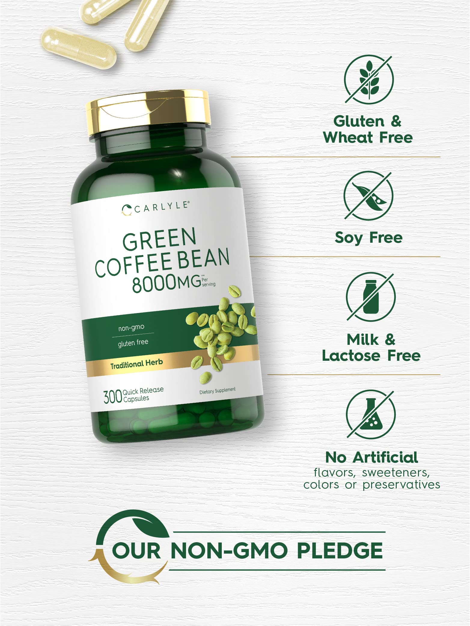 Carlyle Green Coffee Bean Extract | 8000 mg | 300 Capsules | Non-GMO and Gluten Free Carlyle buy supplements canada