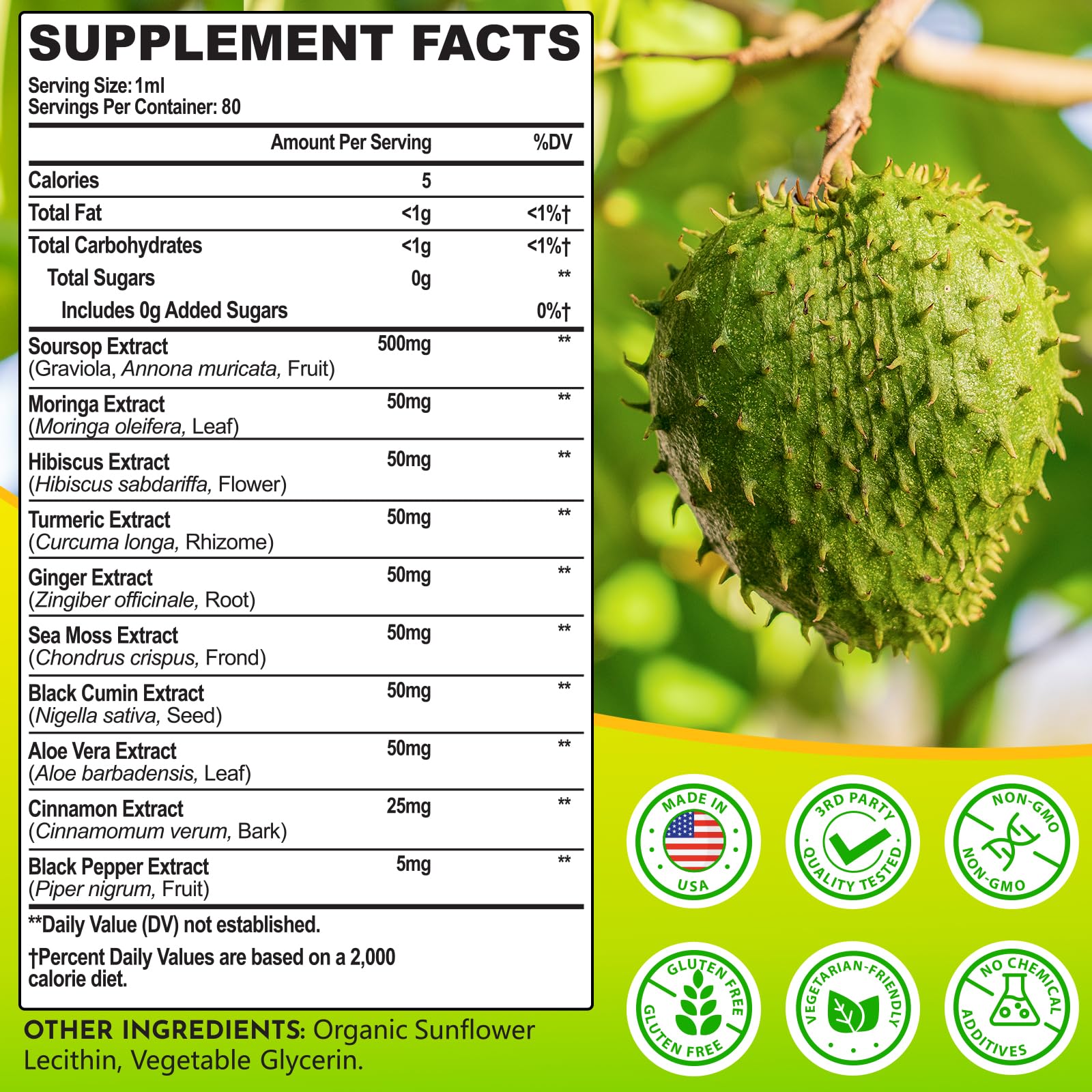 (80ML) Supplement Liquid Drops, 10 in 1 Soursop Multivitamin Drops with Leaf Extract & Sea Moss, for Cell Support & Regeneration, Immunity, Gut, Zzz, Skin & Antioxidant | 2.8 Fl Oz - 80 Days Supply Selicheal buy supplements canada