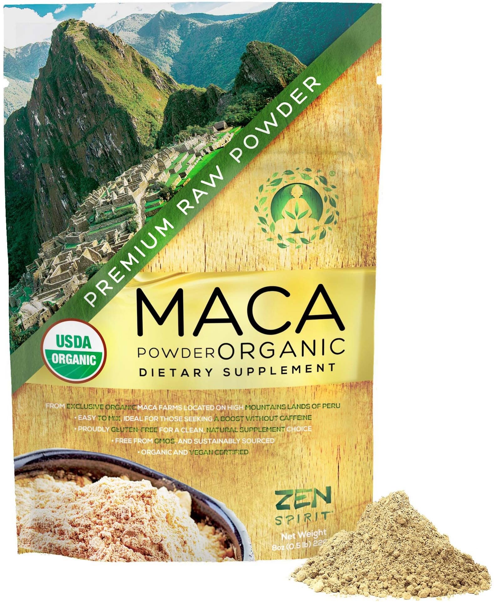 Zen Spirit Maca Root Powder Organic - Peruvian Root Premium Grade Superfood (Raw) - USDA & Vegan Certified - 1 Bag (8oz) Zen Spirit buy supplements canada