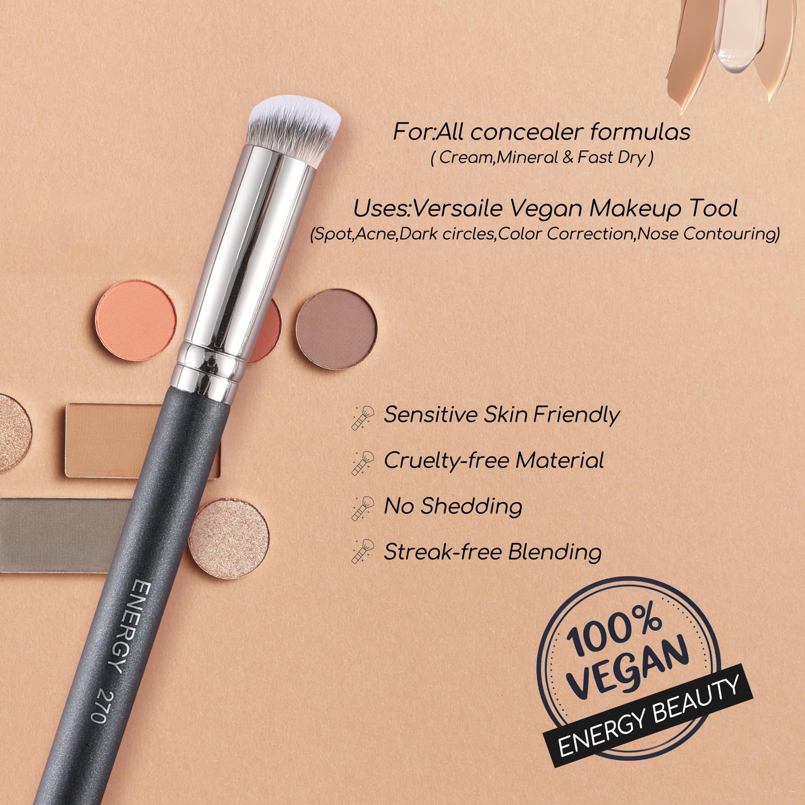 ENERGY Concealer Brush Under Eye Mini Angled Flat Top Kabuki Nose Contour Brush for Concealing Blending Setting Buffing with Powder Liquid Cream Cosmetic Pro Small Makeup Foundation brushes 270 ENERGY buy supplements canada