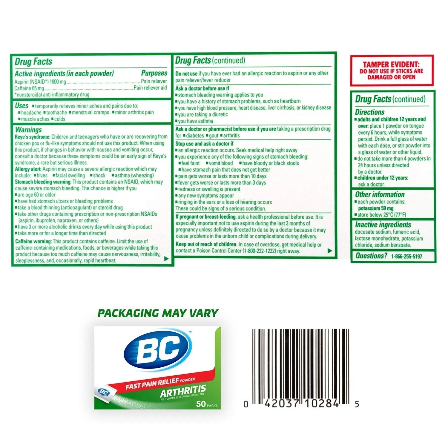 BC Powder Arthritis Pain Reliever, Aspirin Dissolve Packs, 50 Count Powder Packets BC buy supplements canada