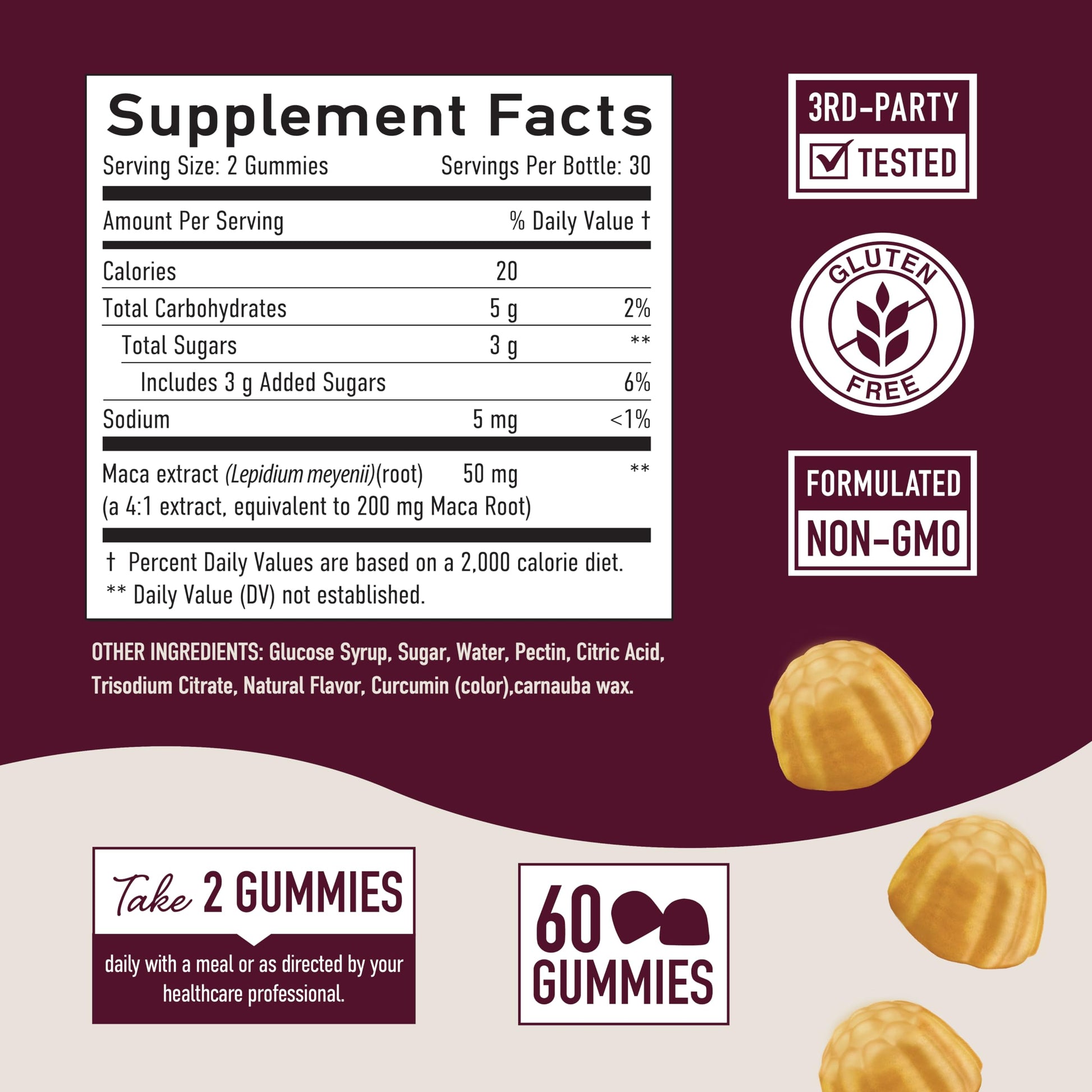 Maca Root Gummies with Natural Peach Flavor | Drive, Performance & Energy Support | Hormone Balance for Women and Men | Herbal Supplements 200MG Extra Strength | Vegetarian, Non-GMO | 60 Gummies SMNutrition buy supplements canada