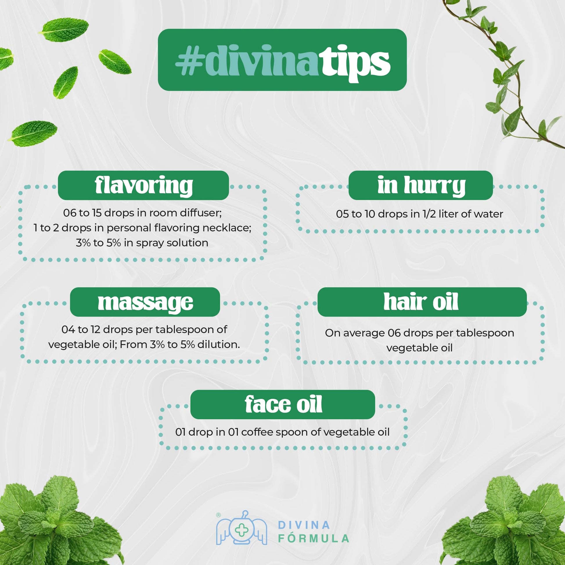 Divina Fórmula - 100% Pure Peppermint Essential Oil - Aromatherapy Oils, Essential Oils - Oil for Massage Divina FÓrmula buy supplements canada