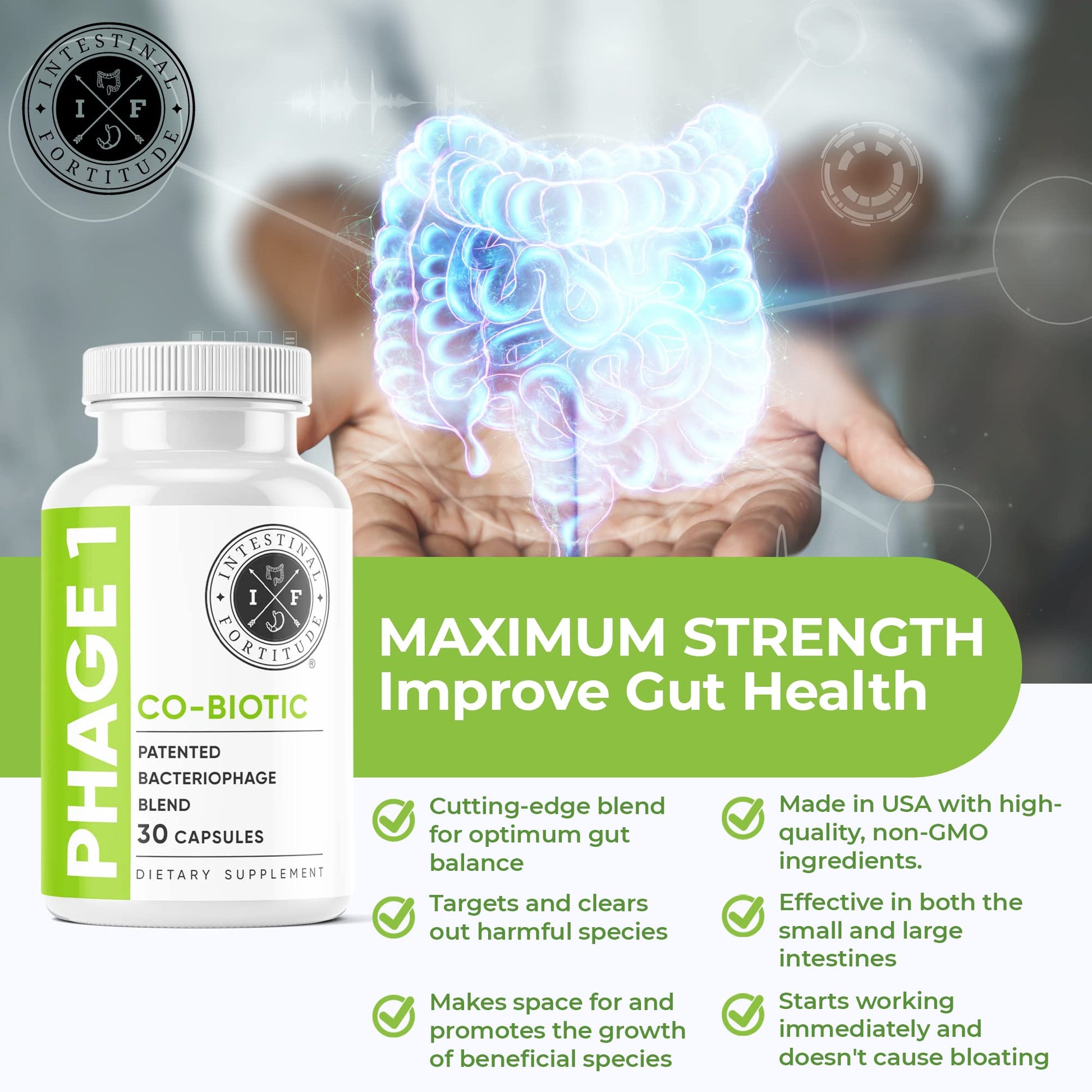 Intestinal Fortitude Phage 1 - Ultimate Gut Health Supplement, Total Restore Intestinal Defense, Patented Bacteriophage Blend for Gut Support, Digestive & Immune System Health, Destroy Bad Bacteria Intestinal Fortitude buy supplements canada