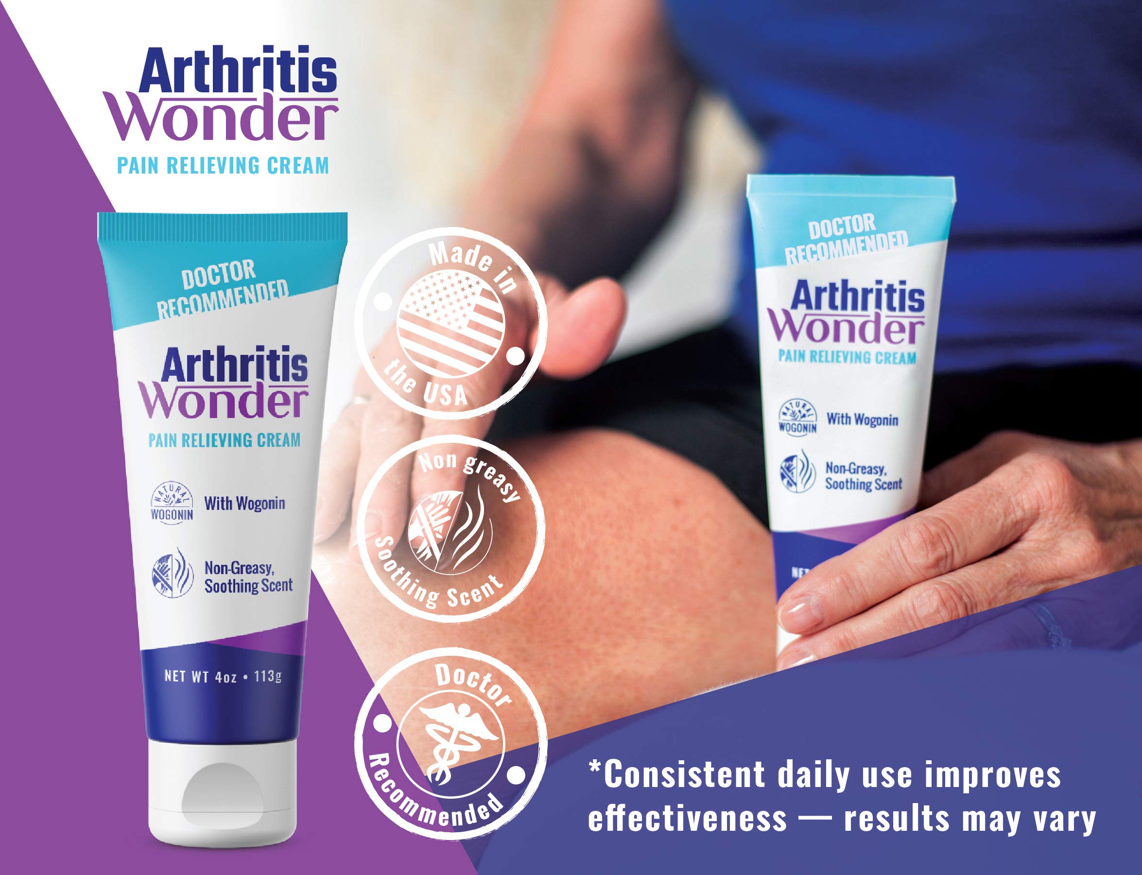 Arthritis Wonder Pain Relief Cream, 4 oz – Arthritis Pain Relief Cream for Hand, Knee, Foot and Wrist Joints – Fast-Acting, Deep Penetrating, Non-Greasy Formula with Natural Wogonin Arthritis Wonder buy supplements canada