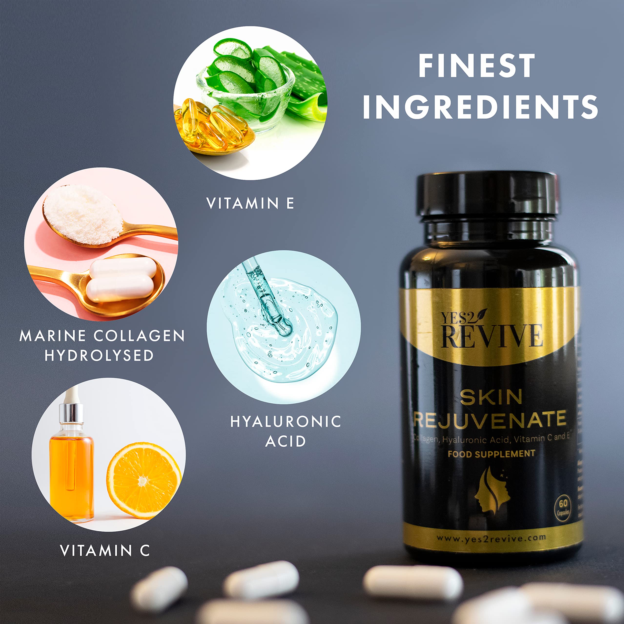 YES2 REVIVE Marine Collagen Capsules - Enhanced with Hyaluronic Acid Vitamin C & E Skin Rejuvenate YES2 REVIVE buy supplements canada