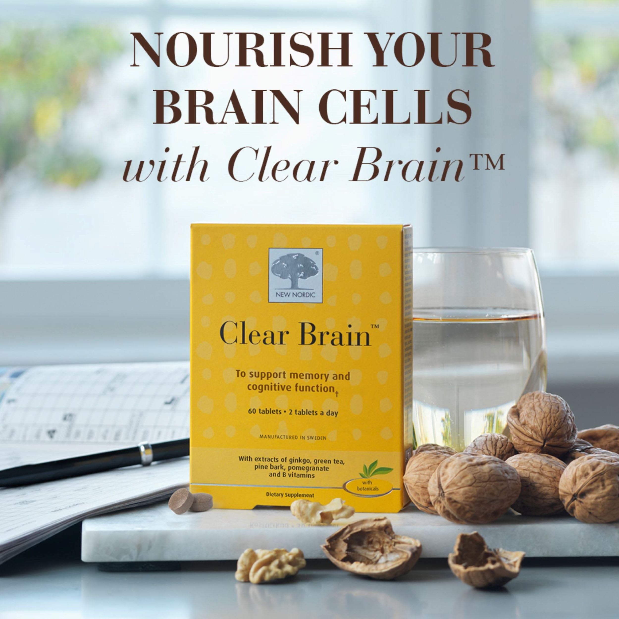 New Nordic Clear Brain Tablets, Supports Normal Cognitive Health and Memory, with Green Tea and Walnut, Swedish Made, 60 Count (Pack of 1) NEW NORDIC buy supplements canada