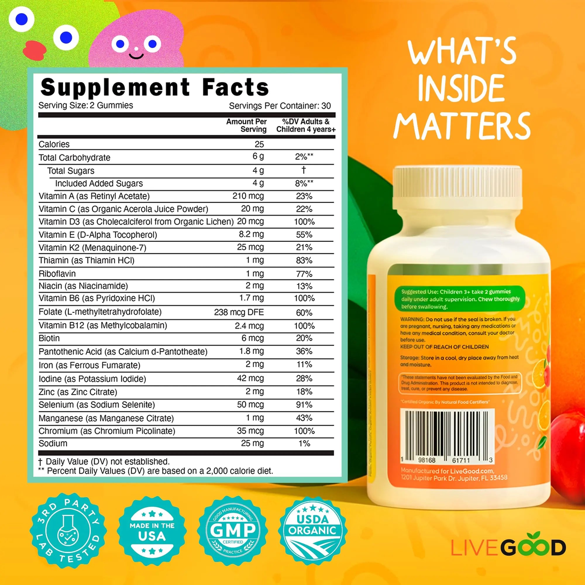 LIVEGOOD Organic Children’s Multivitamin Gummies, Kids Multivitamin, Vitamin D for Toddlers and Children, Organic Kids Chewable Vitamins for Immunity LIVEGOOD buy supplements canada