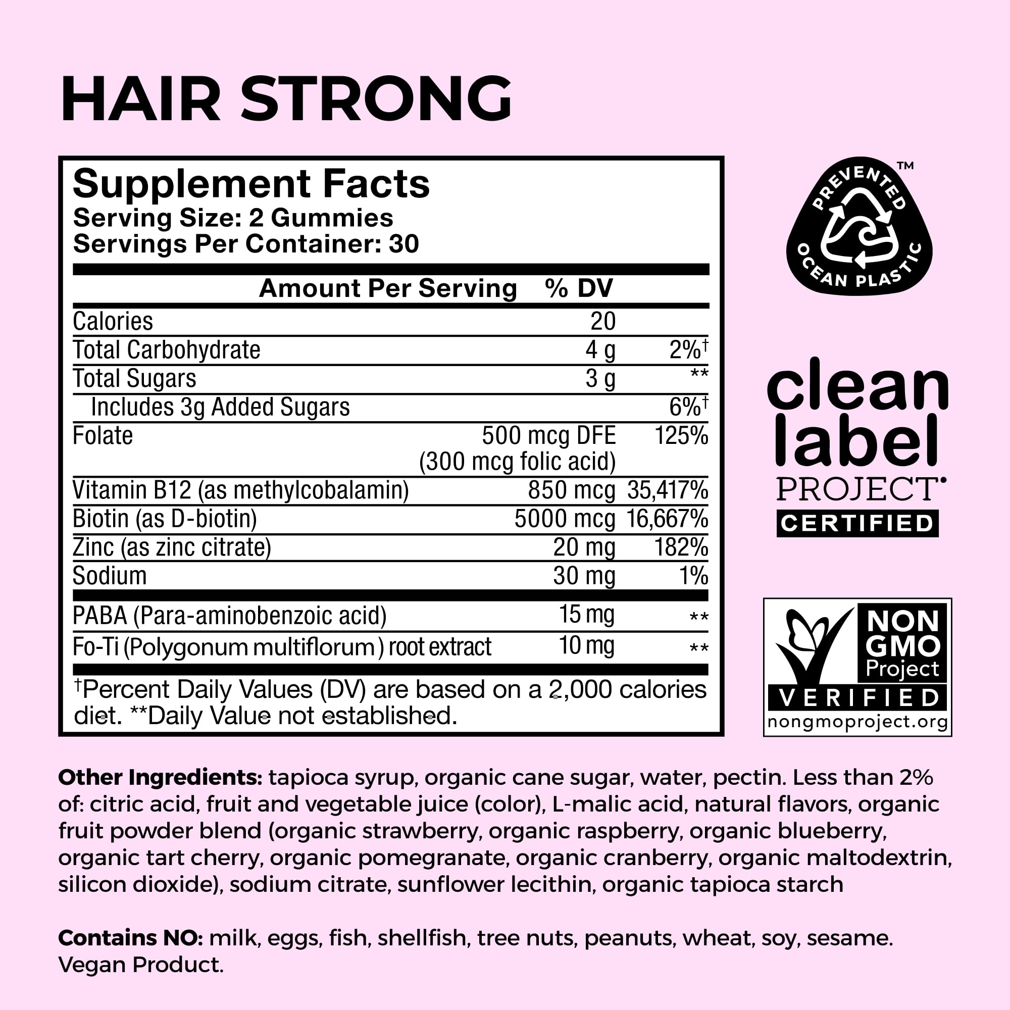 HUM Hair Strong Daily Hair Growth Gummies with Biotin, Zinc, Vitamin B12 to Support Growth, Folic Acid & Vitamin B12 Gummy Vitamins for Healthy Hair Support for Women and Men, 60 Gummies HUM buy supplements canada