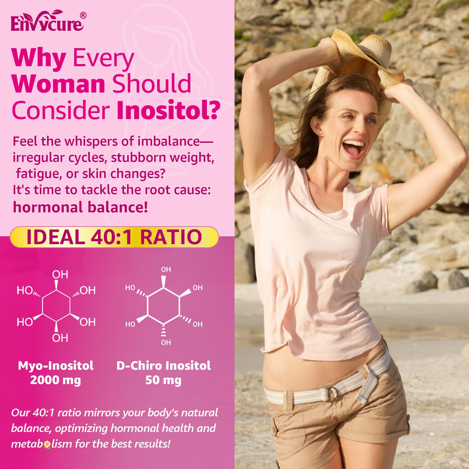 Myo-Inositol & D-Chiro Ideal 40:1, Inositol + Omega-3(3:1) Gummies, Hormone Balance for Women | Sugar Free Inositol Gummies w/Omega 3 DHA:EPA (3:1), Inositol Supplement for Cycle Health, Vegan, 60 Ct EnvyCure buy supplements canada