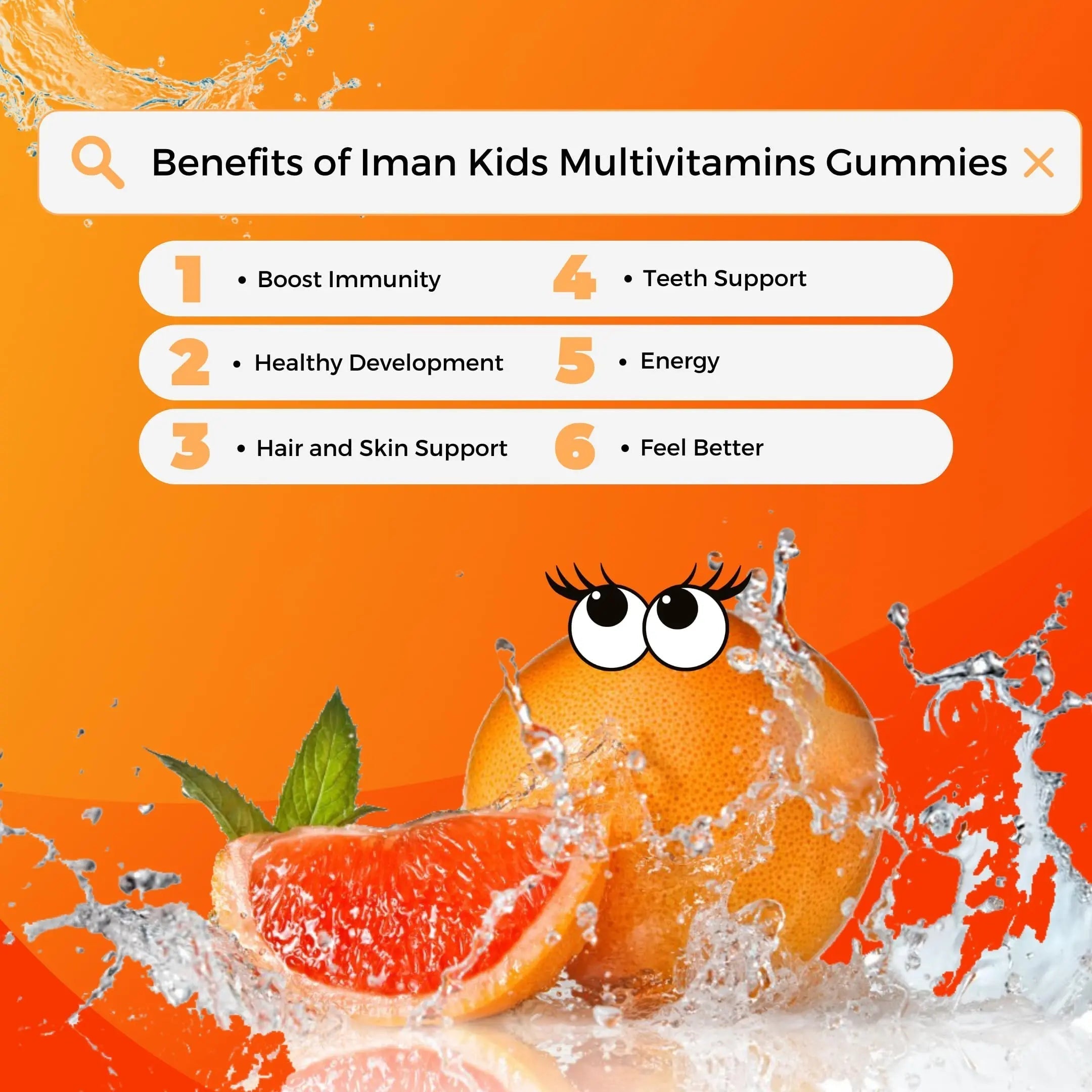 Iman Vitamins Halal Kids Multivitamin Gummies | Vitamin C, D, Zinc, A, E, B6, B12, Biotin, Folate, Inositol | Strengthen Metabolism, Bones & Immunity | Iman Vitamins buy supplements canada