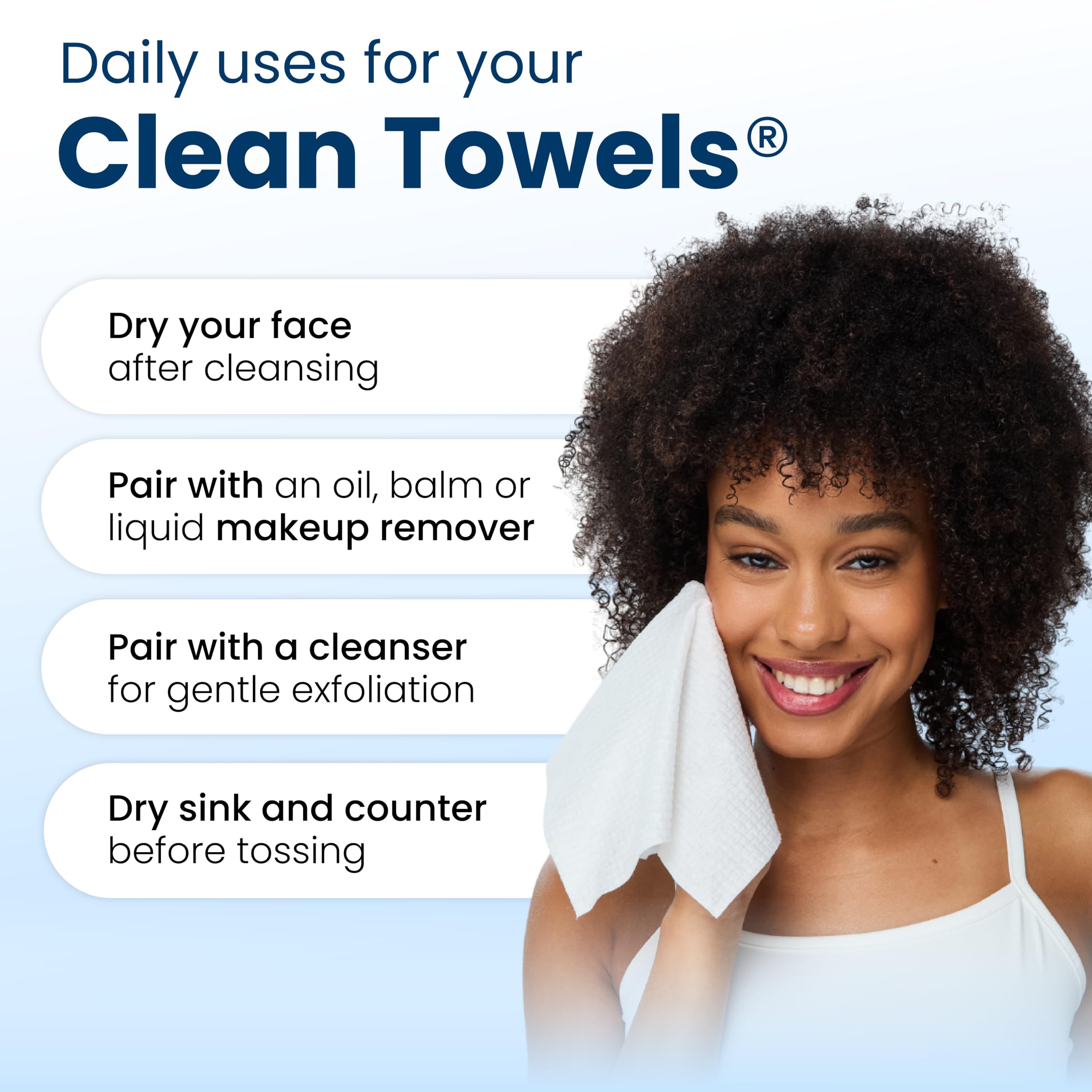 Clean Skin Club Clean Towels XL®, 100% USDA Biobased Face Towel, Disposable Face Towelette, Eczema Association Accepted, Makeup Remover Dry Wipes, Ultra Soft, 1 Pack, 50 Ct CLEAN SKIN CLUB buy supplements canada