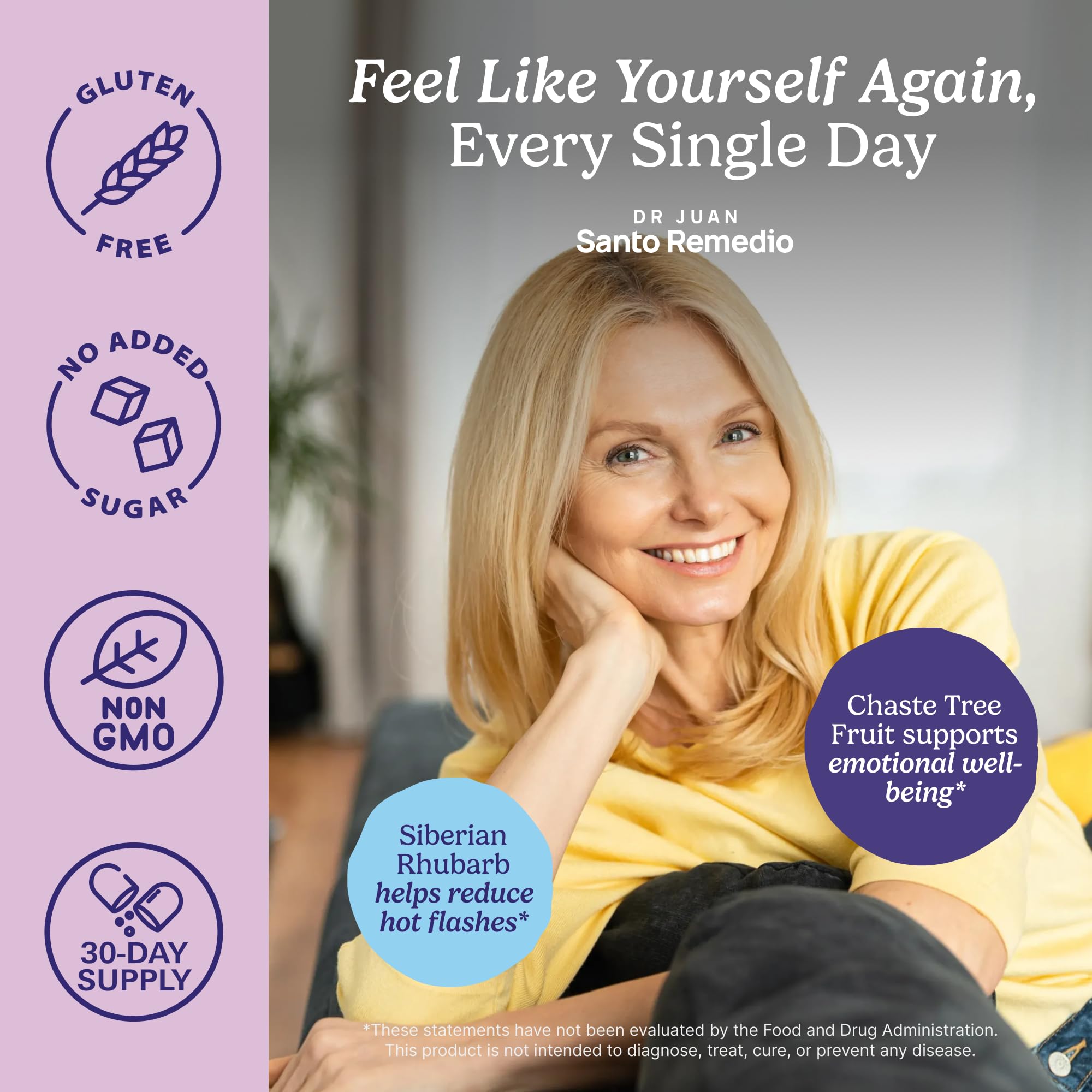 Santo Remedio Hormonal Balance for Women | Menopause Support for Hot Flashes, Night Sweats & Mood Swings | Hormone-Free Formula with Siberian Rhubarb, Chaste Tree & DIM | Doctor Juan Rivera Product Santo Remedio buy supplements canada