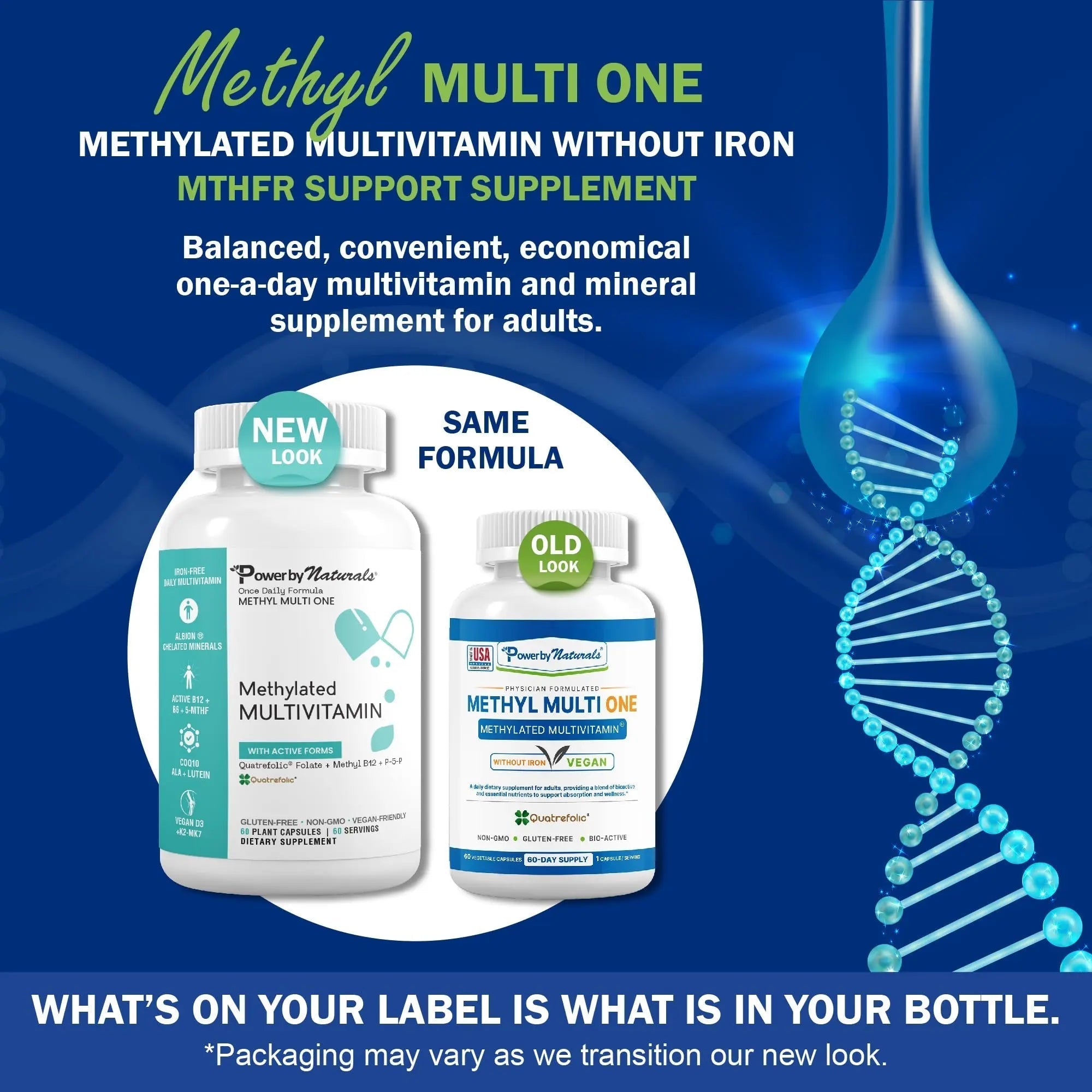 Power By Naturals Methyl Multi One - Iron-Free Methylated Multivitamin with Quatrefolic 5-MTHF, Active B12, P5P, CoQ10 & Zinc for MTHFR Support Power By Naturals buy supplements canada