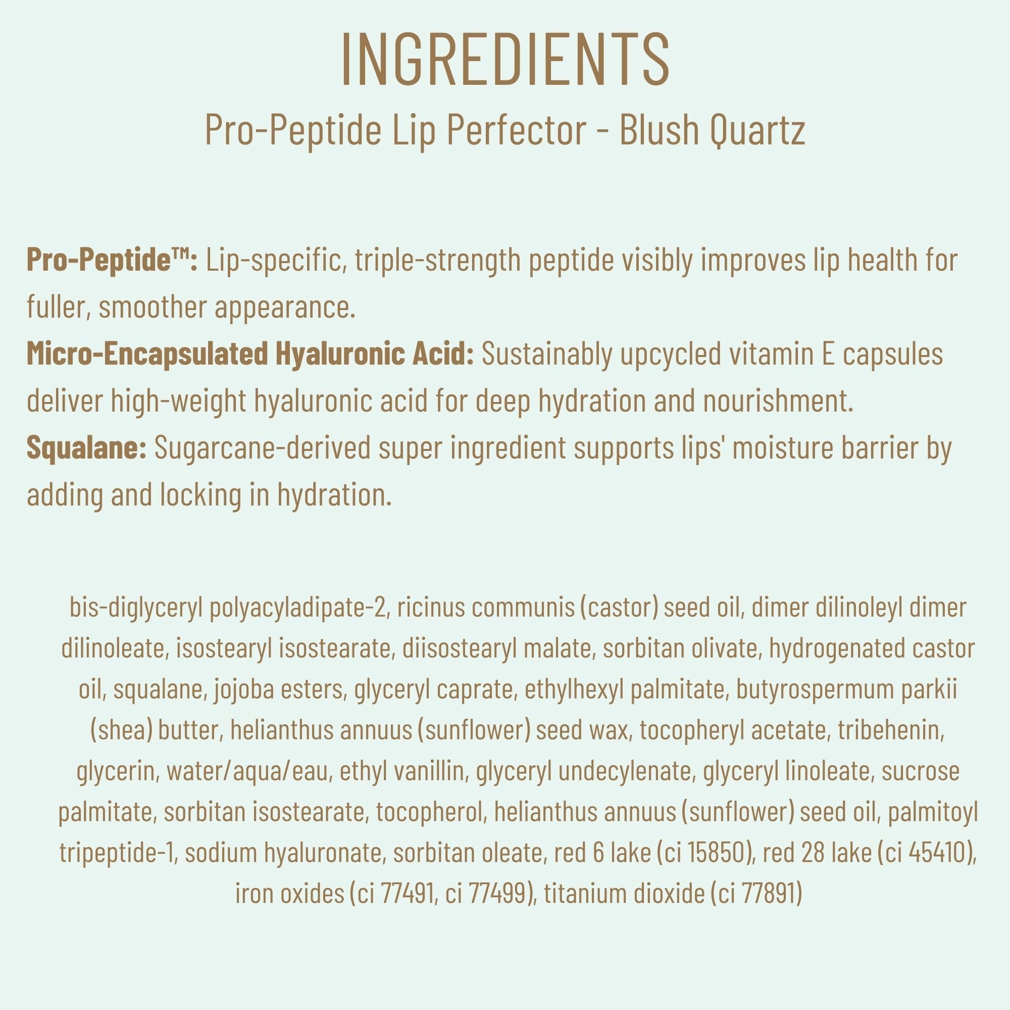 Biossance Pro-Peptide Lip Perfector – Triple-Treat Vegan Lip Balm – Deeply Hydrating with Pro-Peptides & Hyaluronic Acid – Enhances Natural Lip Color – Silky, Glossy Finish in Blush Quartz, Pink BIOSSANCE buy supplements canada