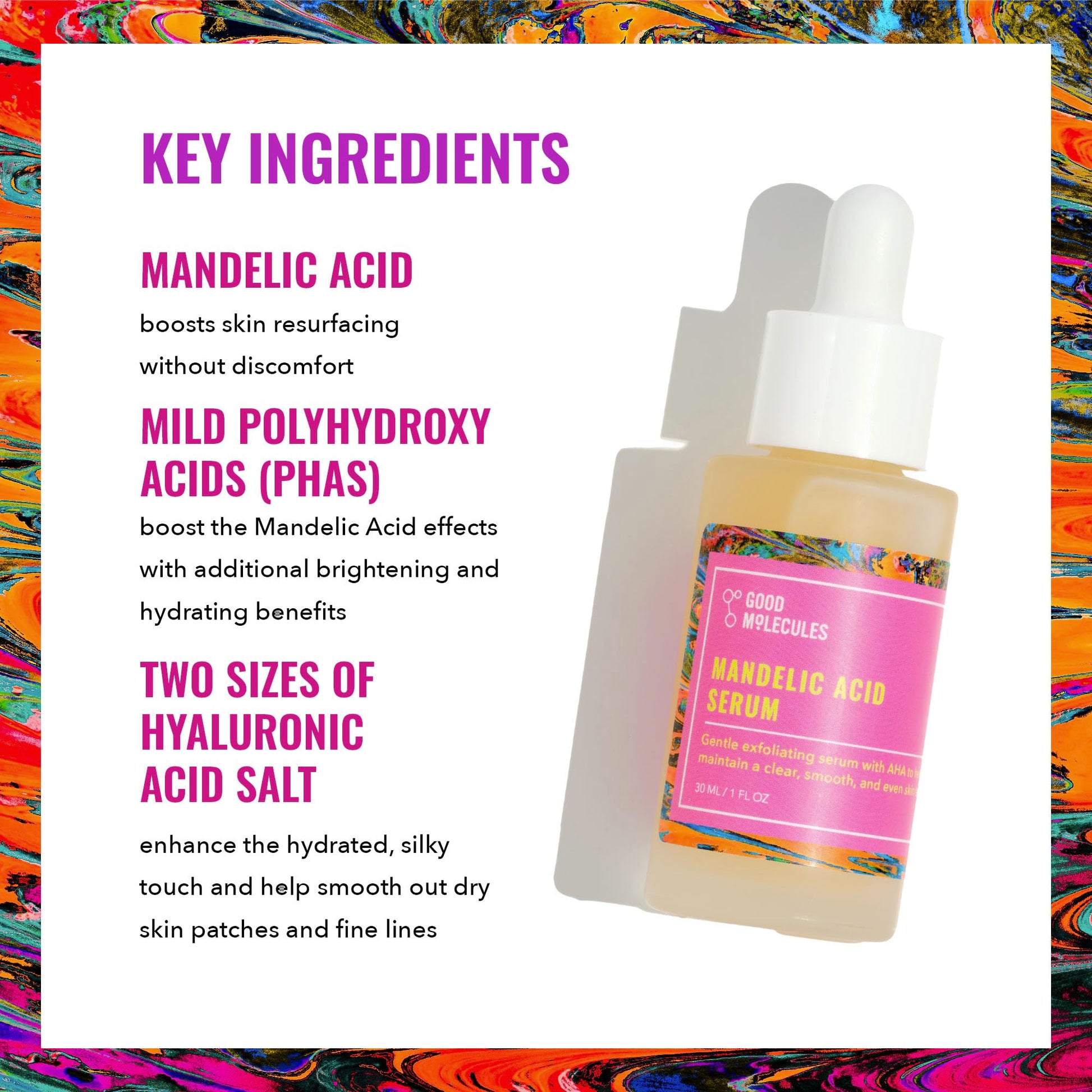 Good Molecules Mandelic Acid Serum - Gentle Face Exfoliator Serum with Ultra Hydrating Hyaluronic Acid Good Molecules buy supplements canada